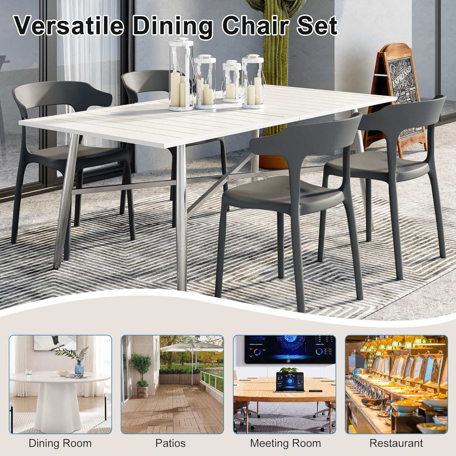 VECELO 4 Pack Plastic Stacking Chairs