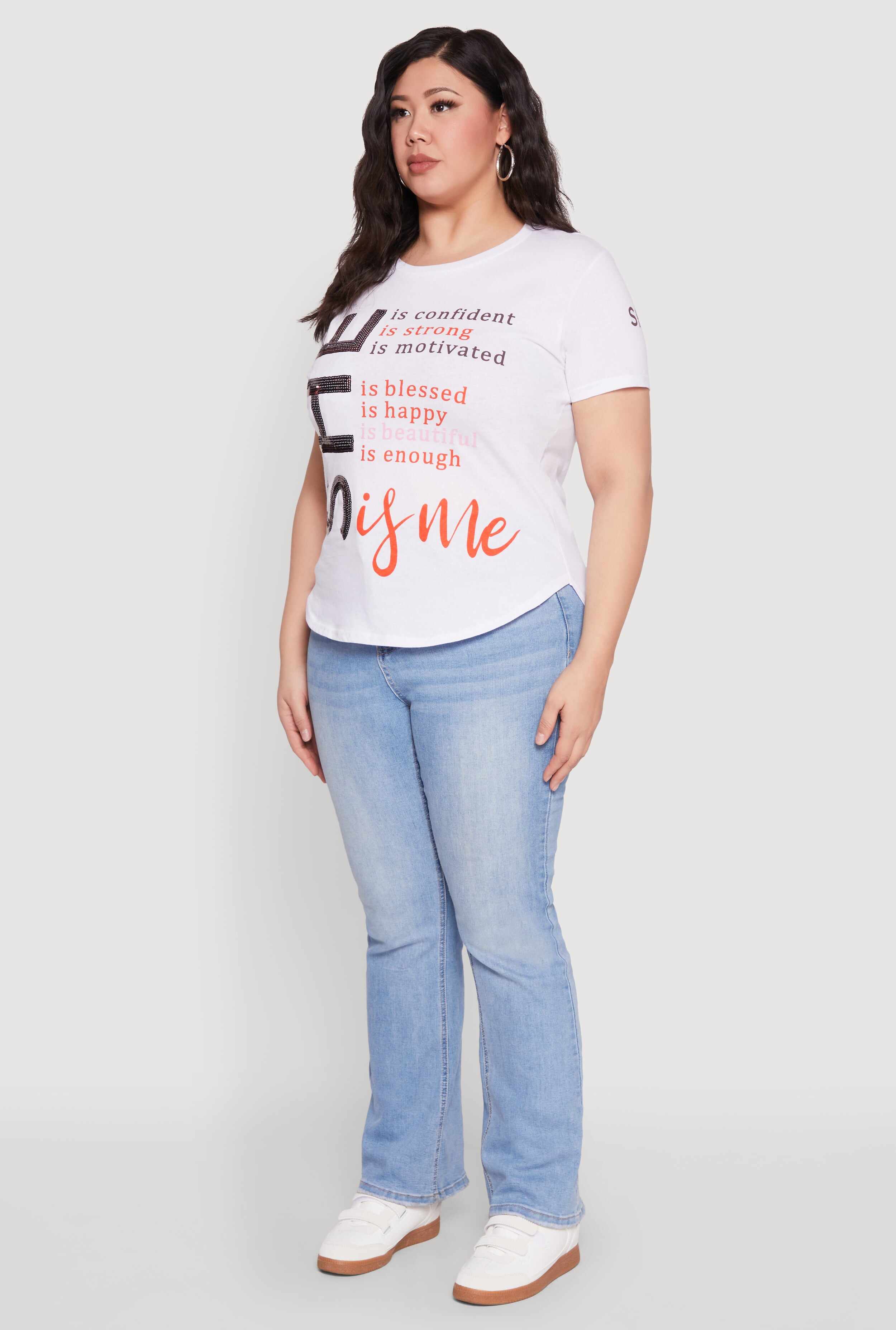 Plus Size Sequin She Is Me Graphic Tee