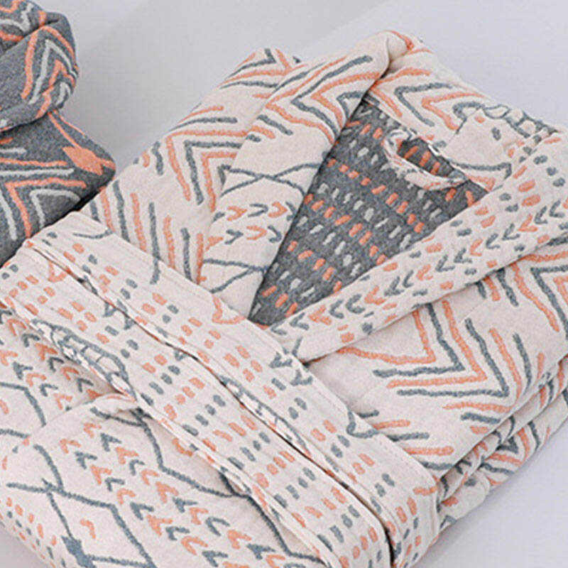 Cotton Striped Bathrobe V-Neck Sleepwear