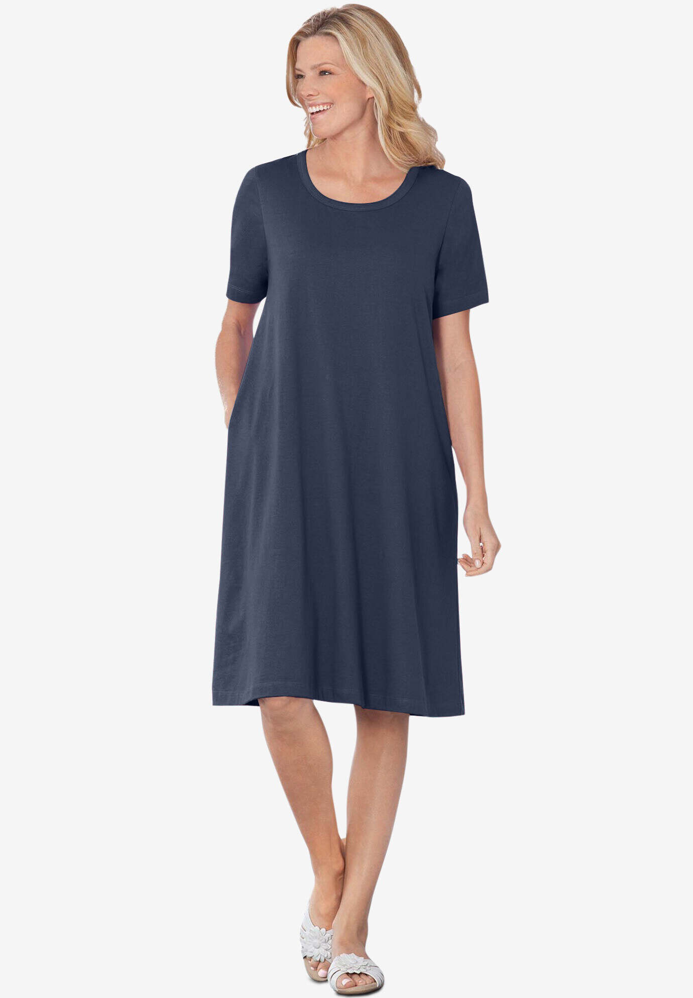 Perfect Short-Sleeve Crewneck Tee Dress