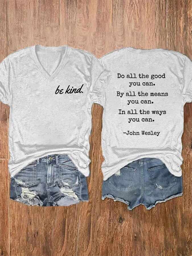 Women'S Be Kind  Printed Casual T-Shirt