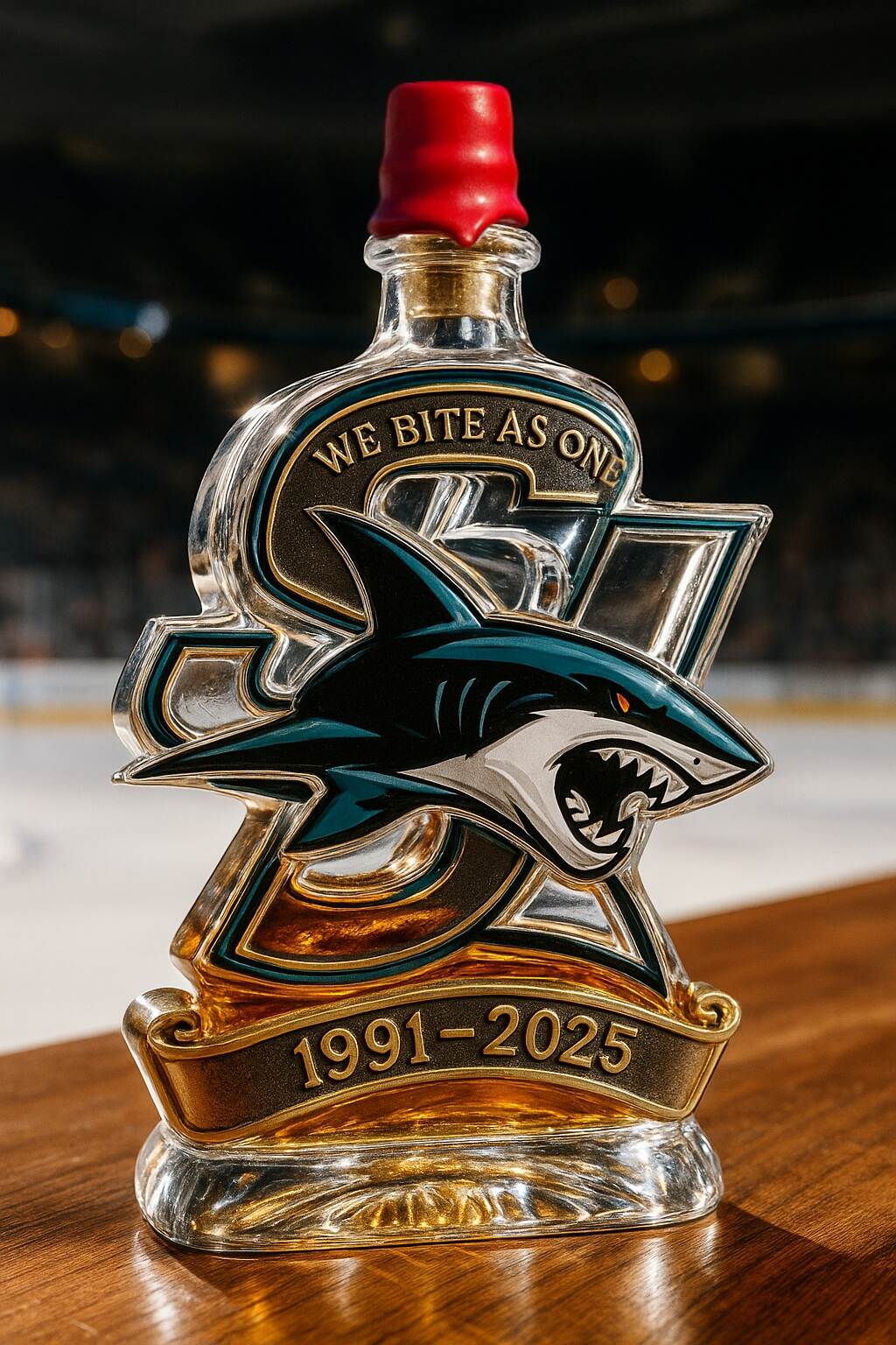San Jose Sharks 34th Anniversary Whiskey Bottle