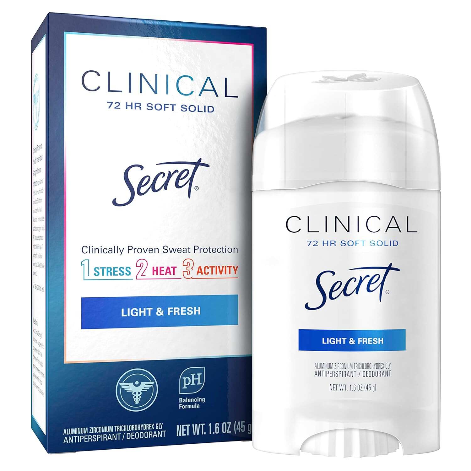 Secret Clinical Strength Antiperspirant and Deodorant Women, Soft Solid Stress Response, 72 Hr Sweat Protection, 1.6 oz (Pack of 3)