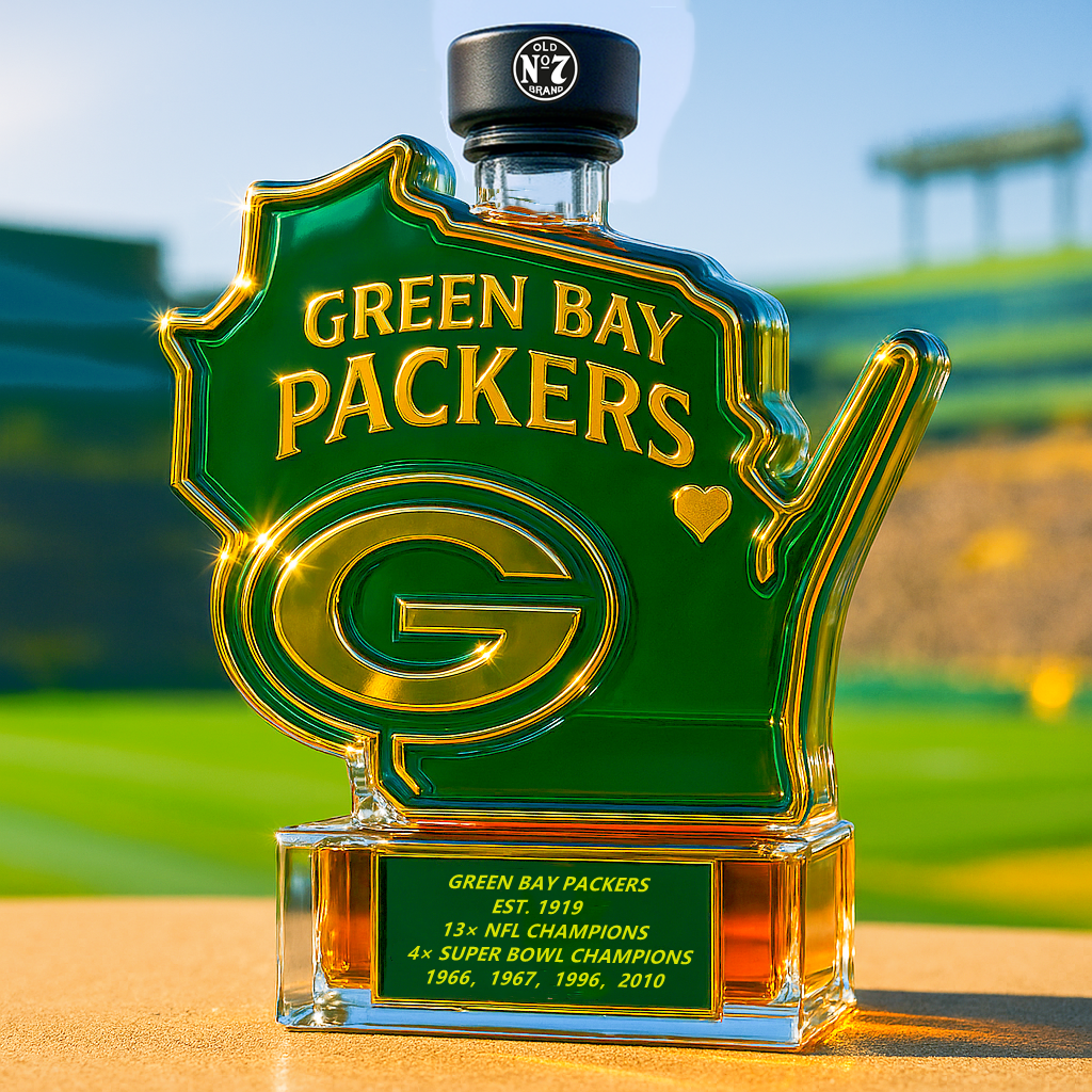 Green Bay Packers State Map Whiskey Bottle