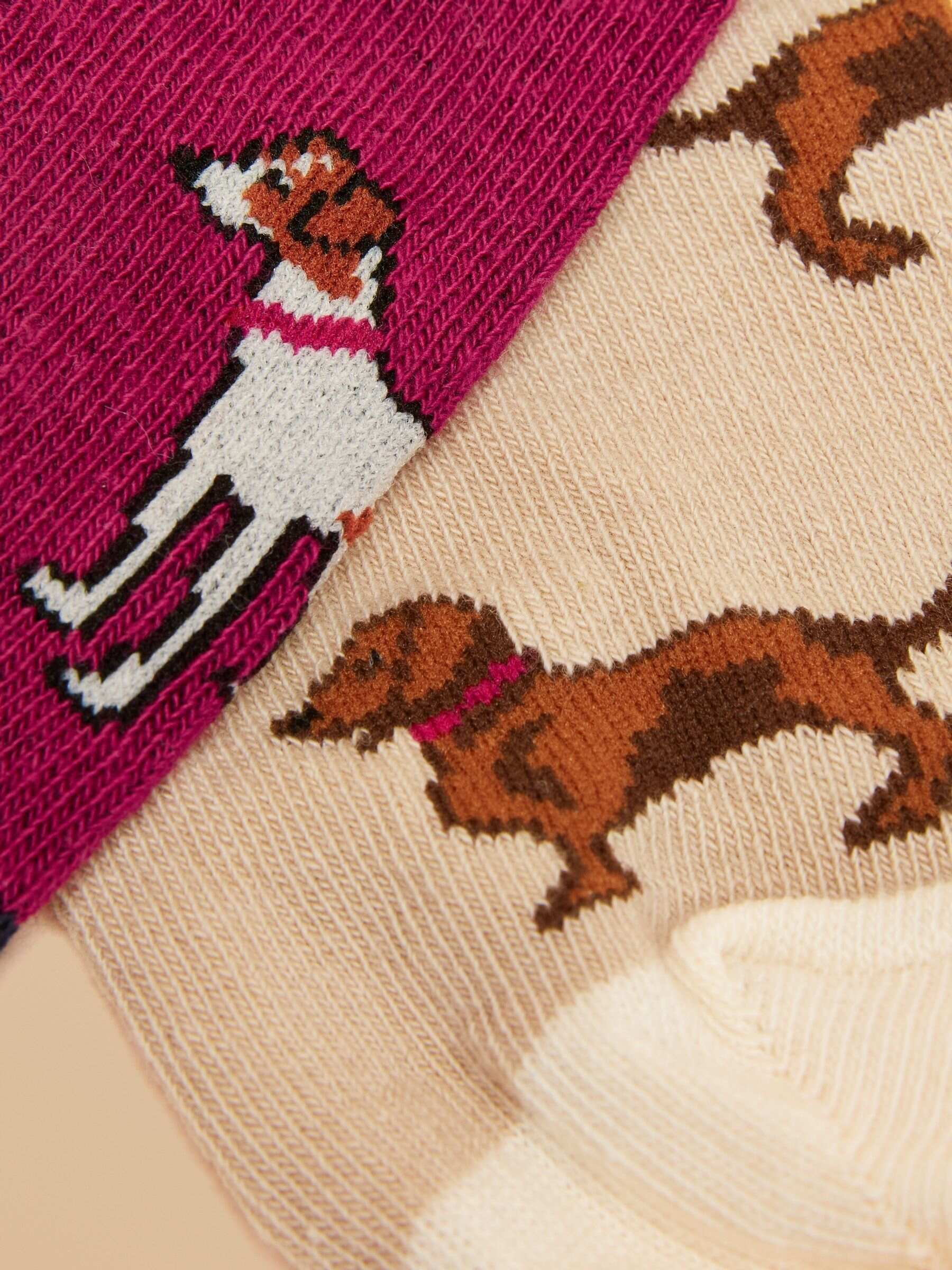 Rilla Berry & Ecru Pack Of Two Trainer Socks