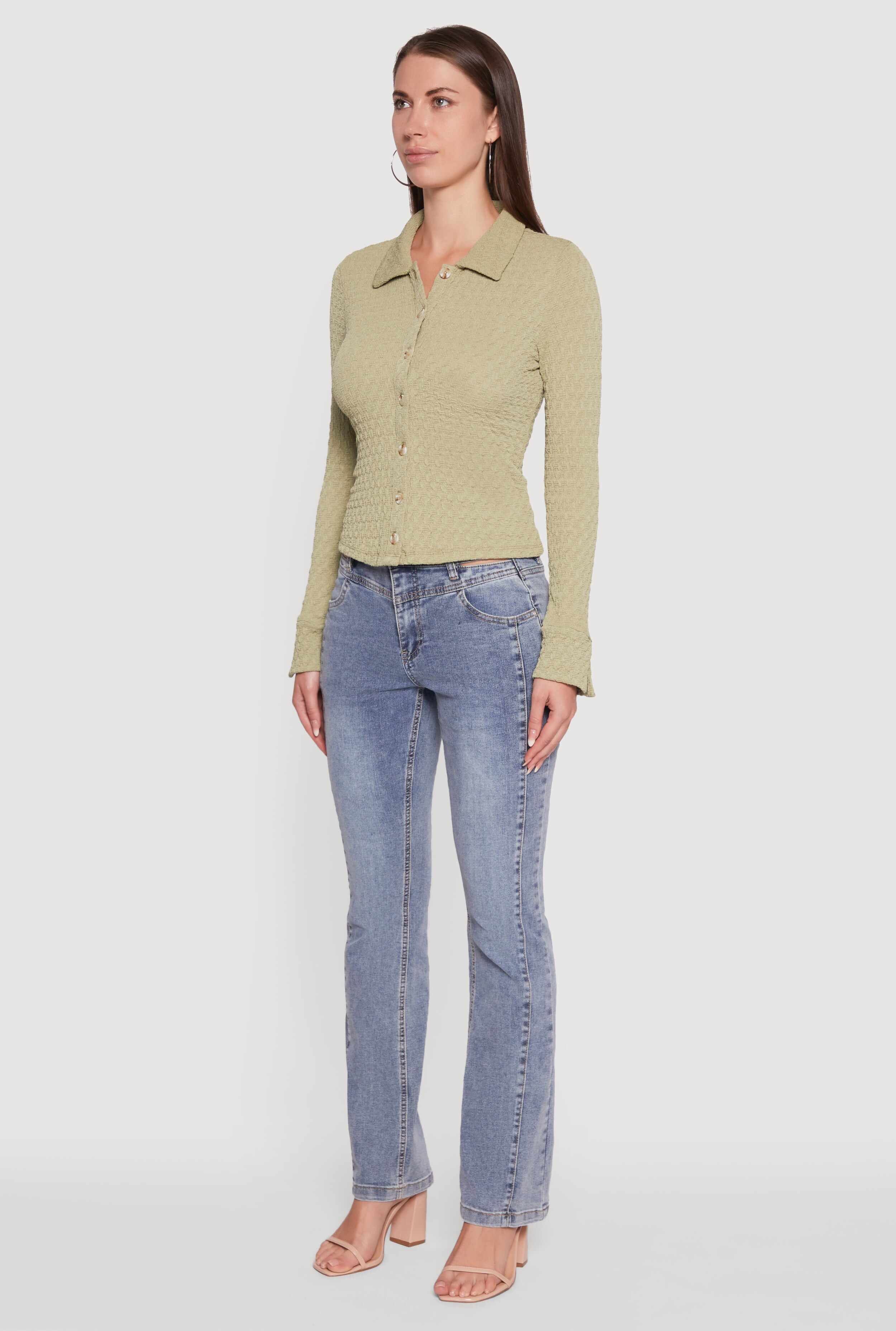 Iris Classic Fit Textured Knit Button Front Shirt