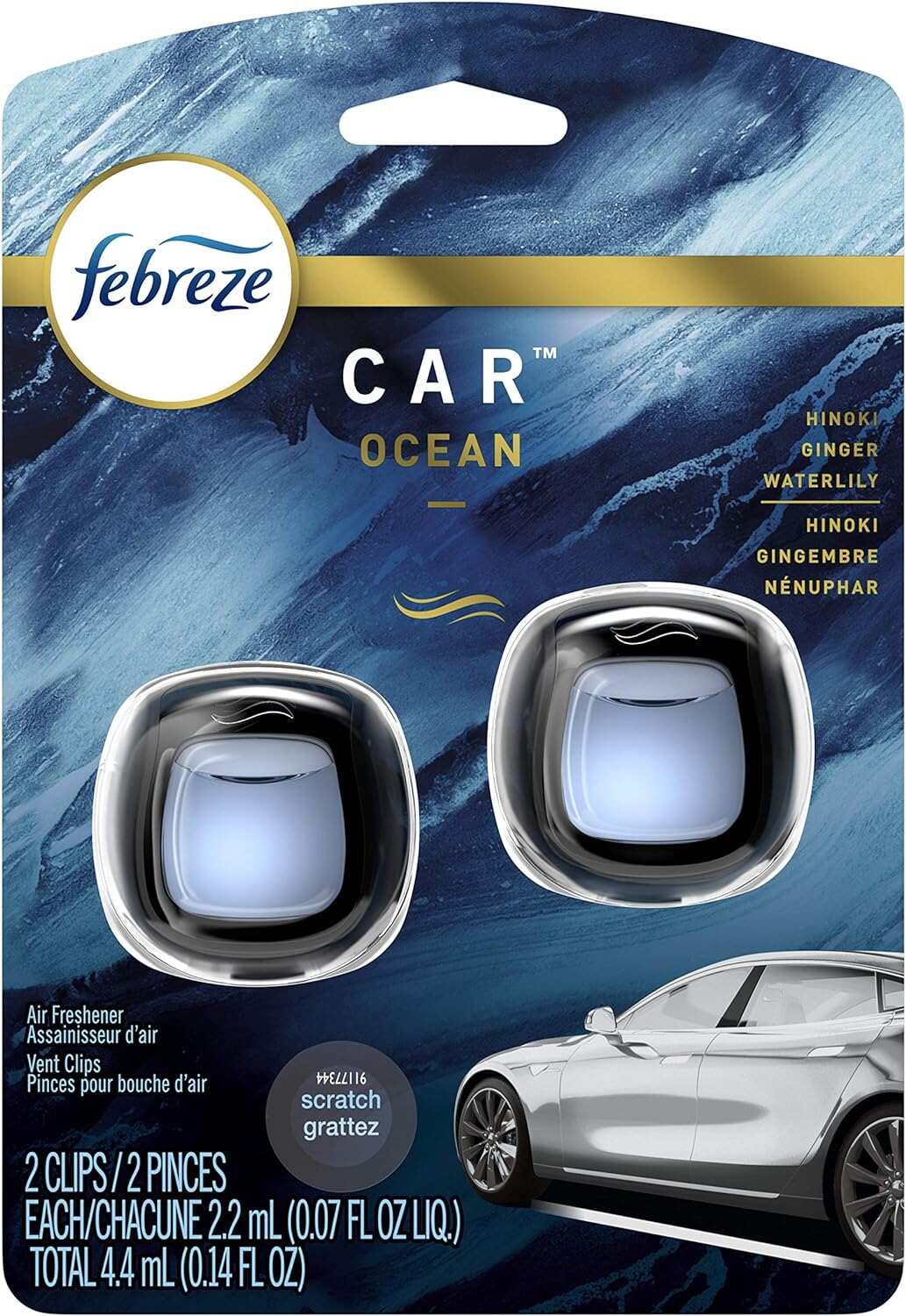 Febreze Car Air Fresheners, New Car Scent, Odor Eliminator for Strong Odors Car Vent Clips (2 Count)