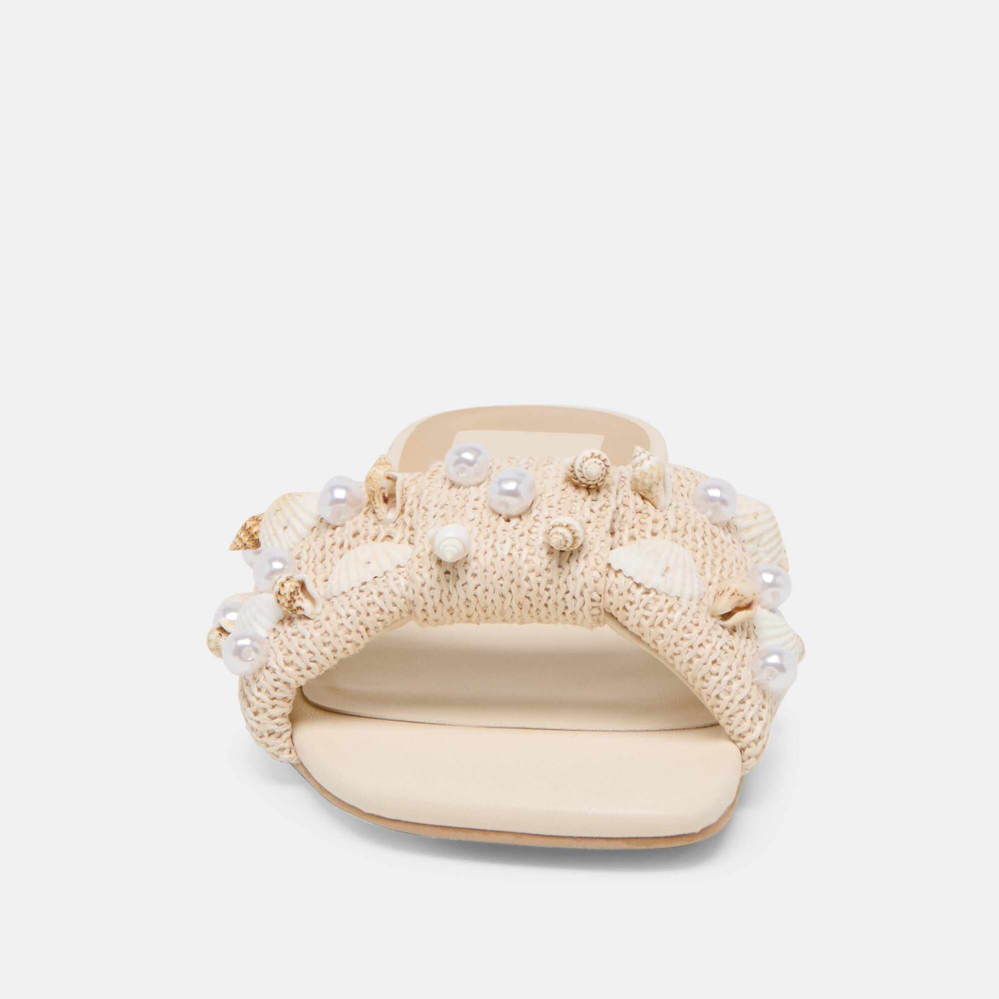 LIZZA SANDALS OATMEAL BEADED RAFFIA