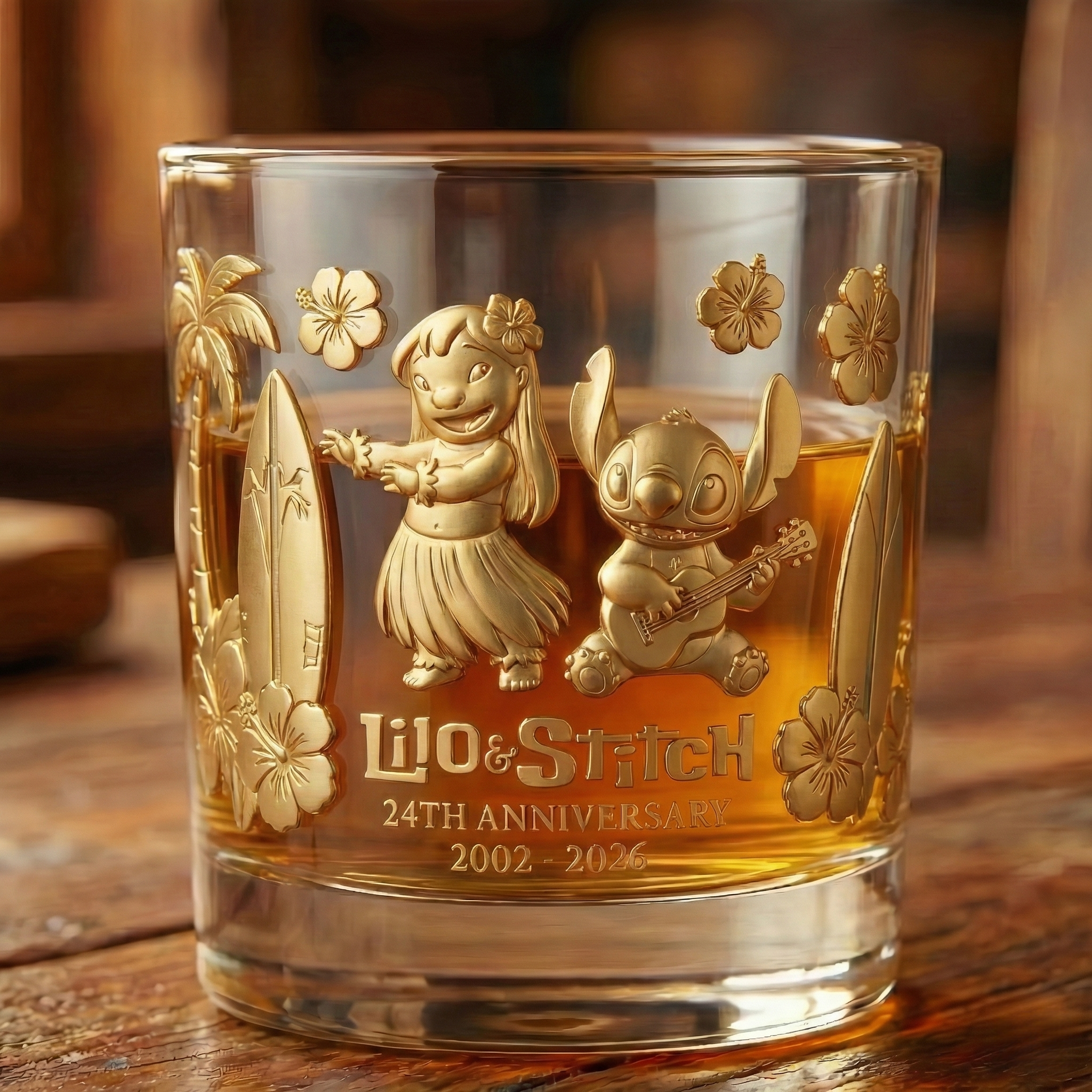 Lilo & Stitch 24th Anniversary Commemorative Whiskey Glass