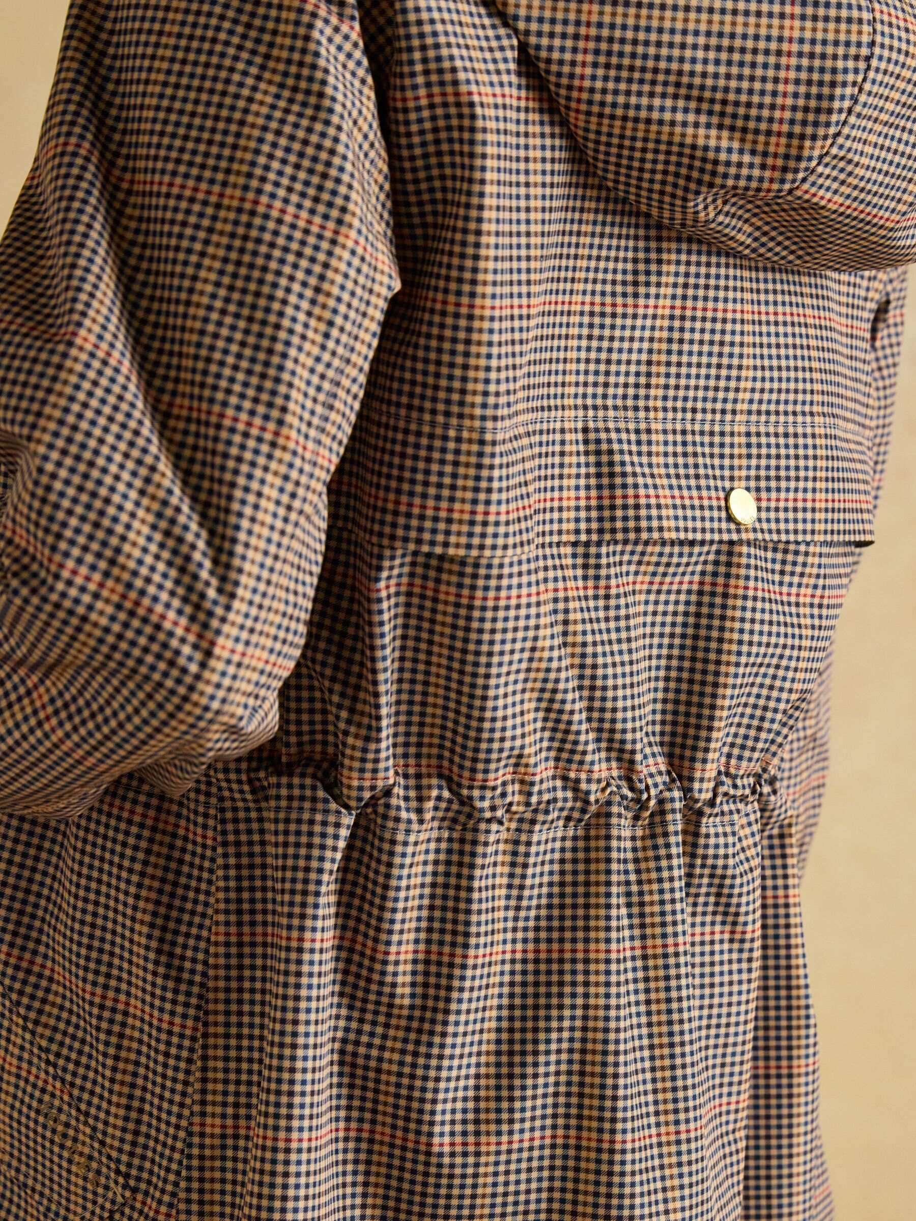 Holkham Brown Check Waterproof Packable Raincoat With Hood