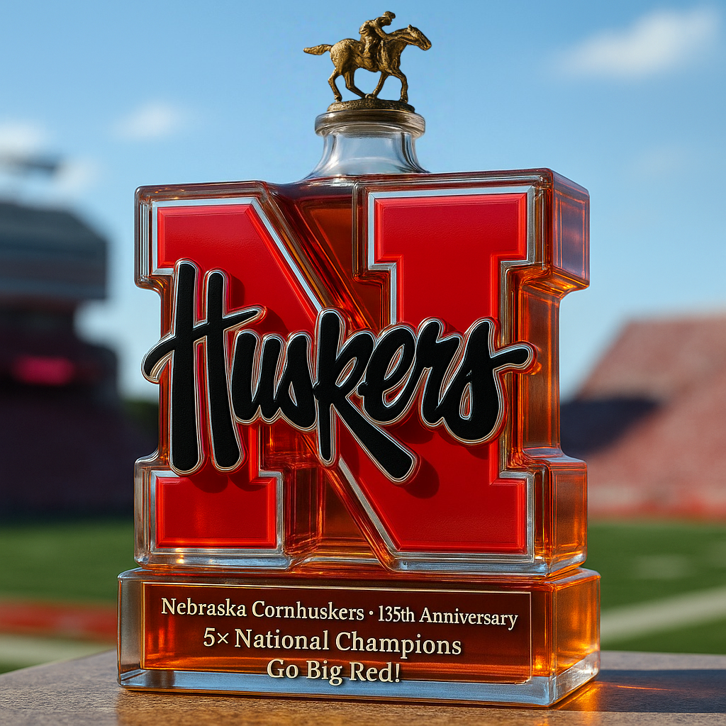 Nebraska Cornhuskers 135th Commemorative Whiskey Bottle