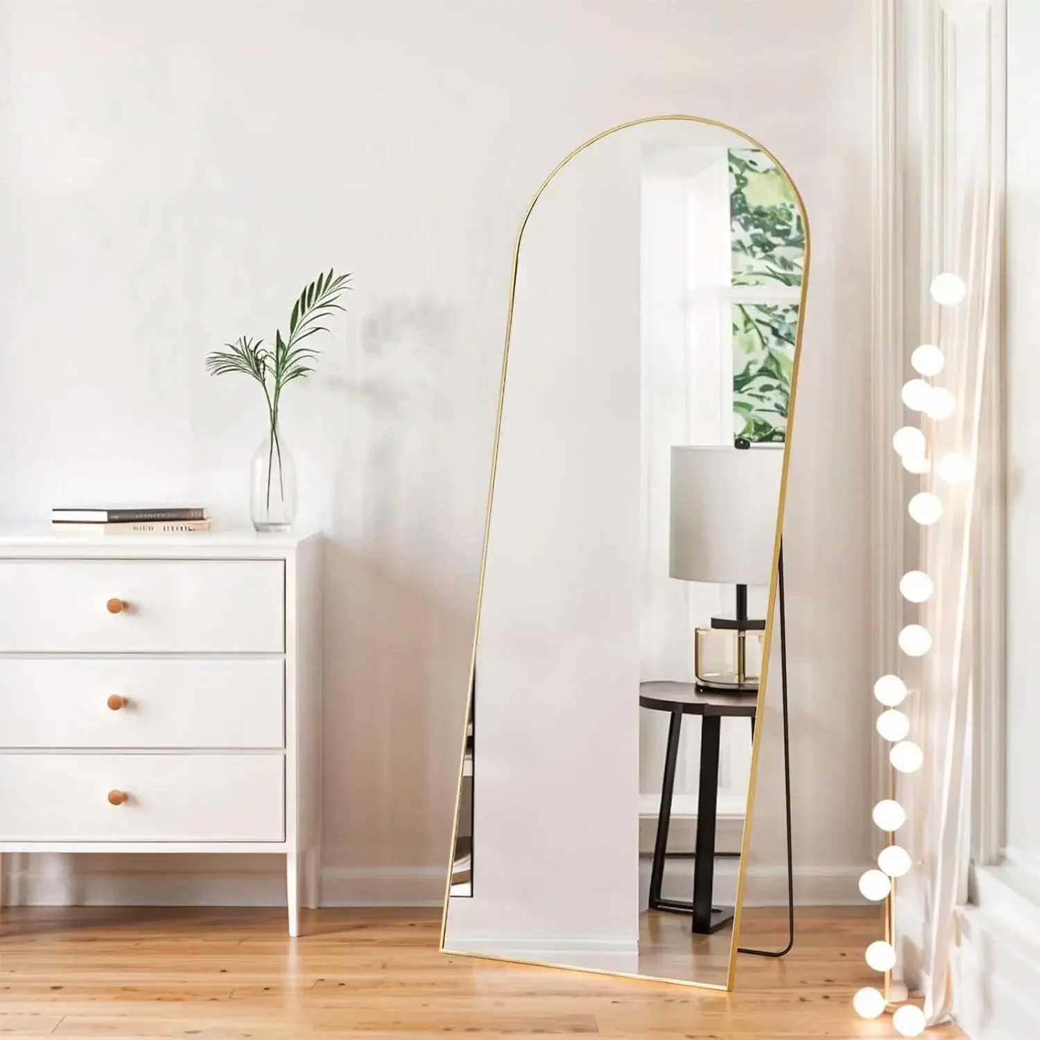 Full Length Mirror with Stand, Floor Mirror with Aluminum Alloy Frame for Bedroom, Standing Full Body Mirror for Wall, Cloakroom