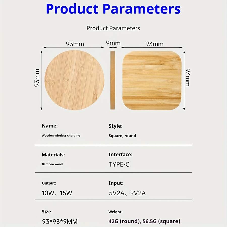 [Fast Wireless Charger] 15W Fast Charging Wireless Charger Bamboo Wood Cell Phone Charging Station | For Apple/Android All Cell Phones With Wireless Charging Function, Suitable For Family Members Lovers Friends