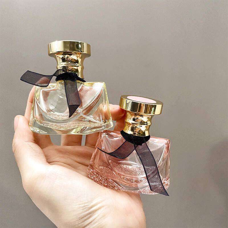 Elegant Twisted Clear & Pink Glass Empty Perfume Bottle