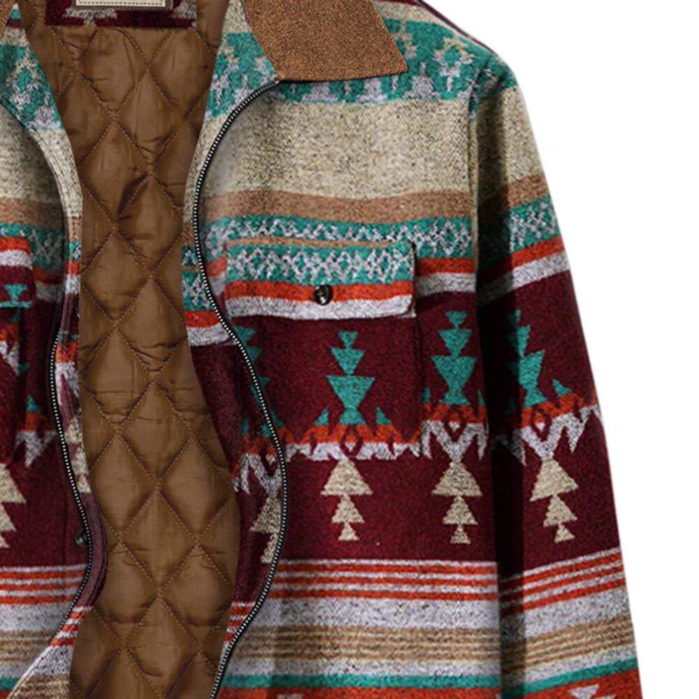 Men's Autumn & Winter Outdoor Casual Folk Style Geometric Pattern Jacket