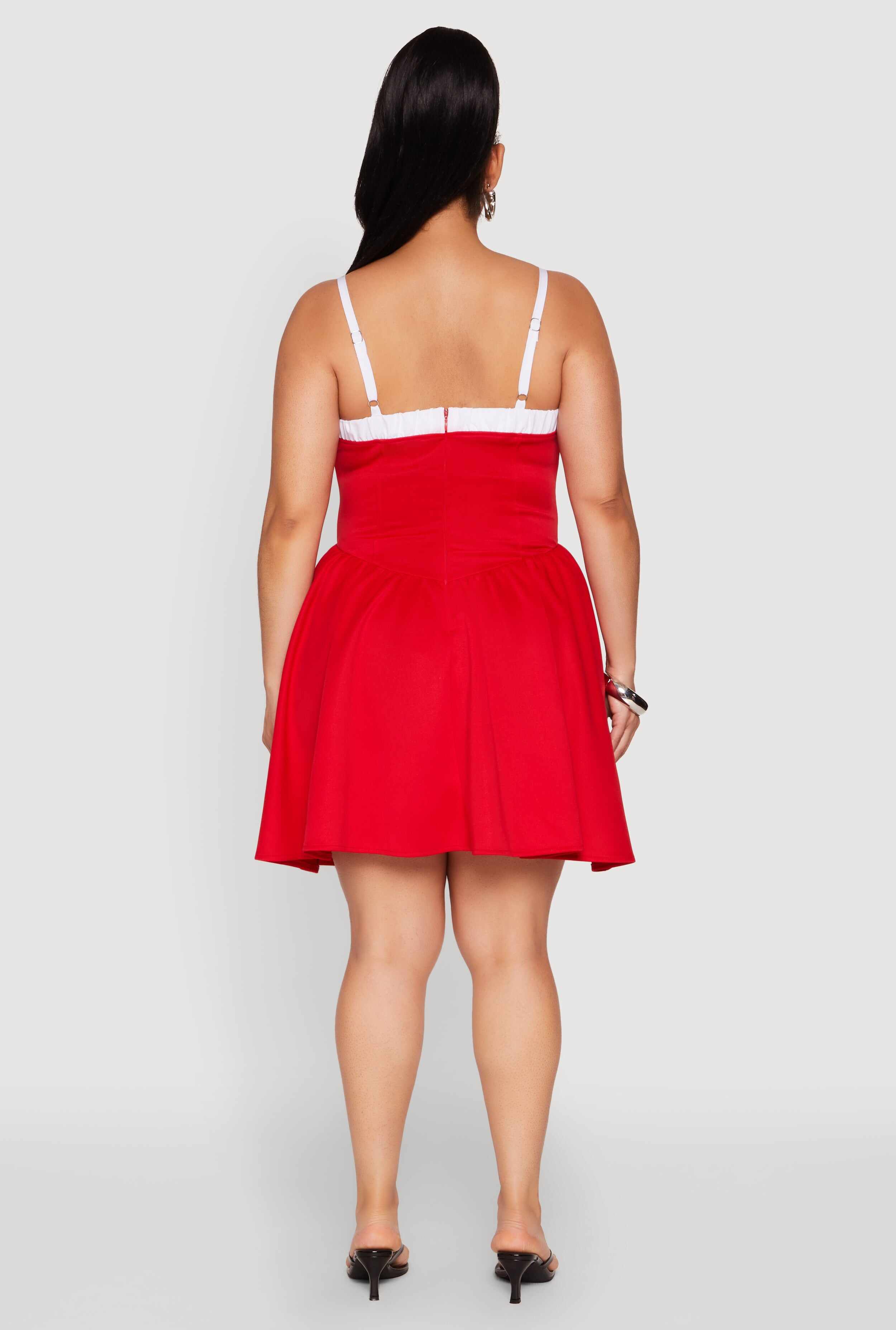 Plus Size Contrast Trim Corset Skater Dress