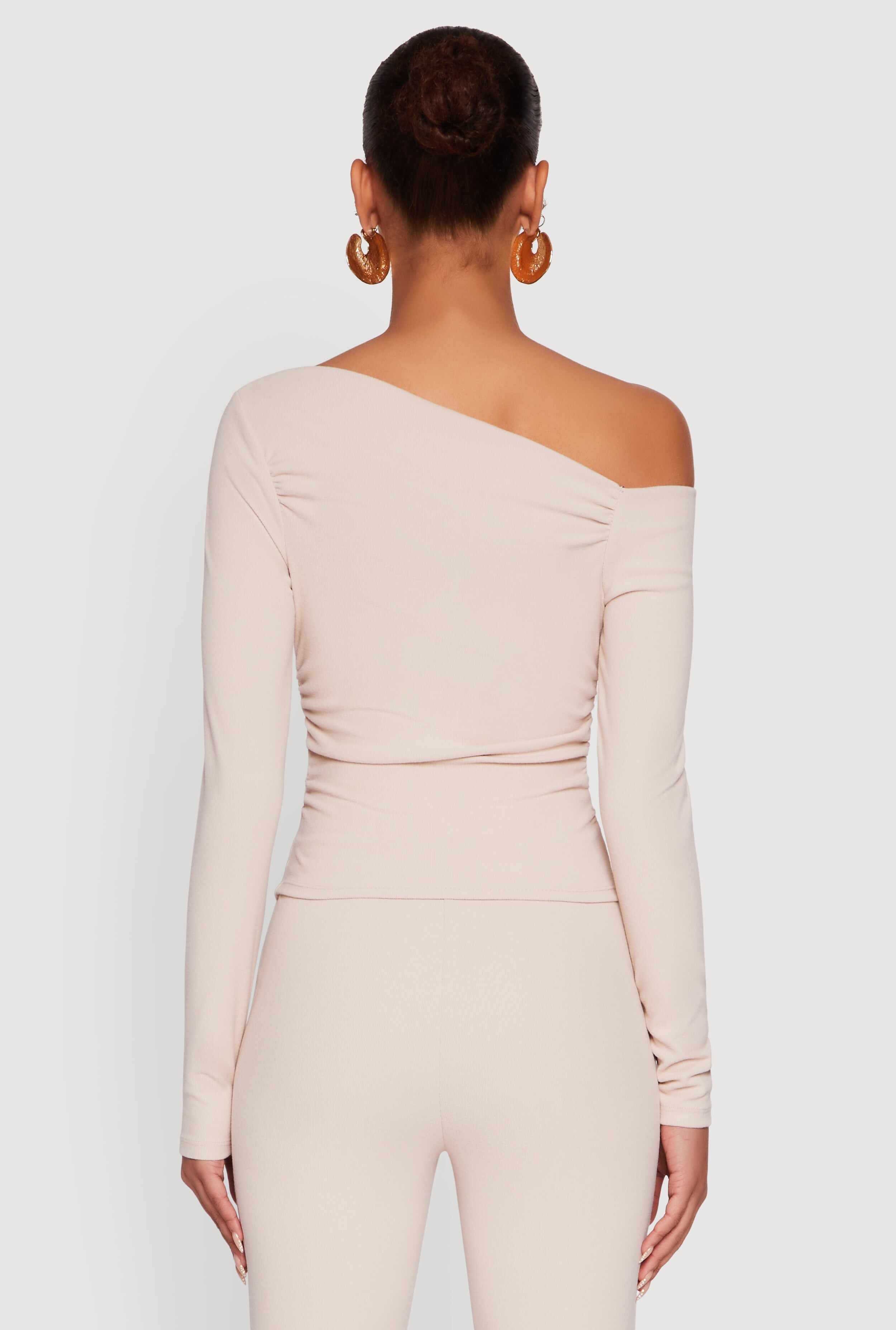 One Shoulder Long Sleeve Blouse