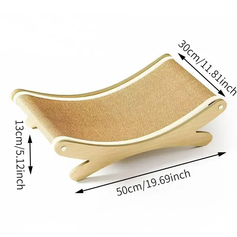 Wooden Cat Hammock with Sisal Scratching Pad