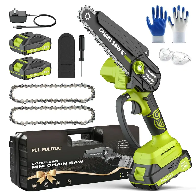 Mini Chainsaw Cordless 6 Inch Battery Powered 880W Motor 4020 RPM for Wood Cutting Tree Trimming Yard Work Garden Tools Gift for Men Dad Husband