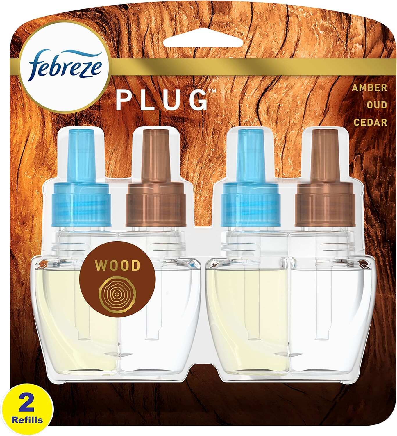 Febreze Odor-Fighting Fade Defy PLUG Air Freshener, Mountain, Ocean, Amber, (3) .87 fl. oz. Oil Refills