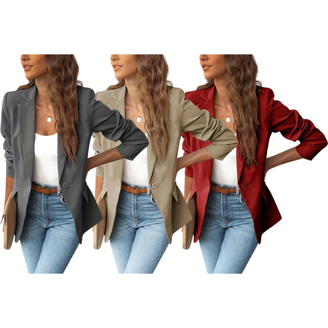 Women's Minimalist Solid Button Lapel Collar Blazer