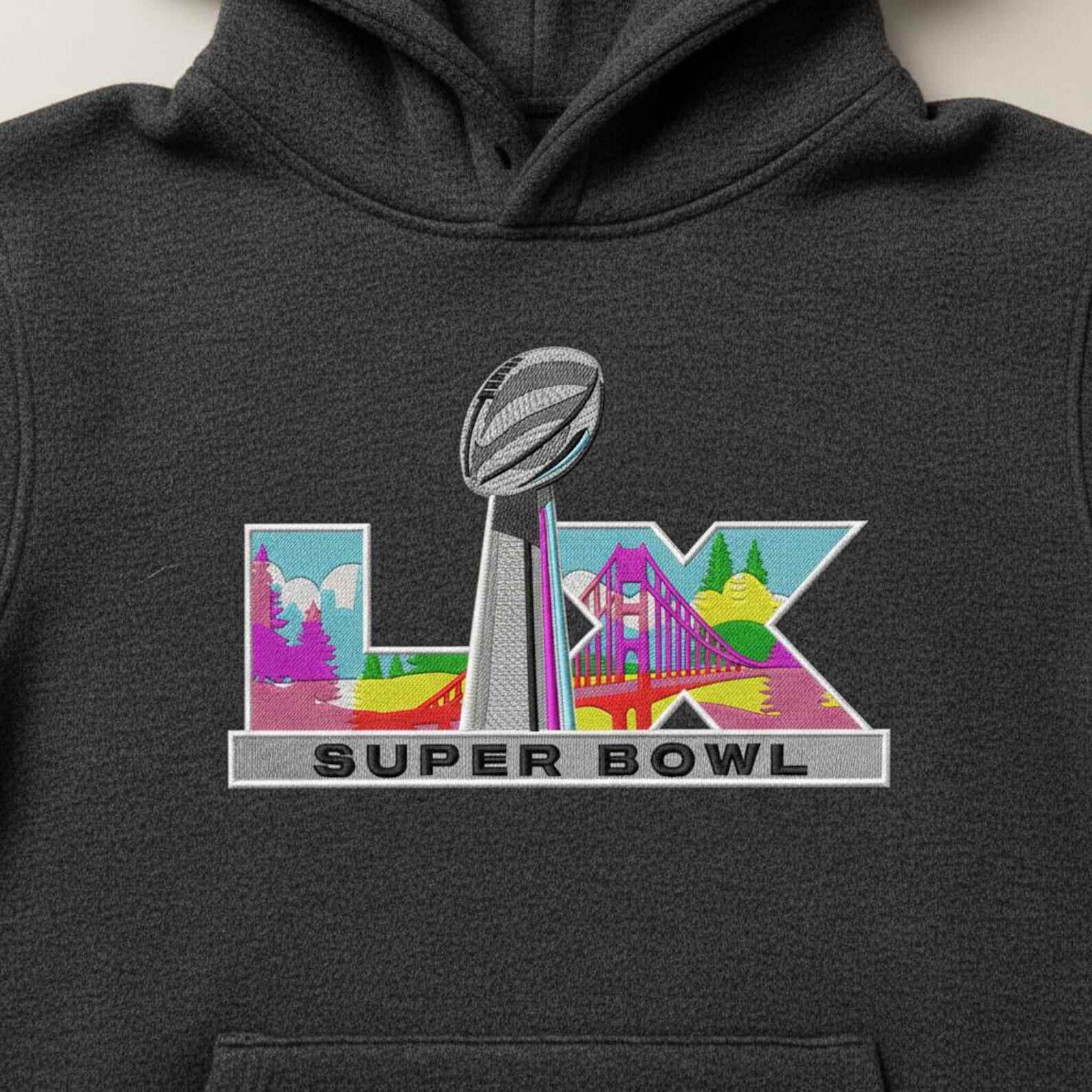 Super Bowl LX Embroidery | Lombardi Trophy Patch