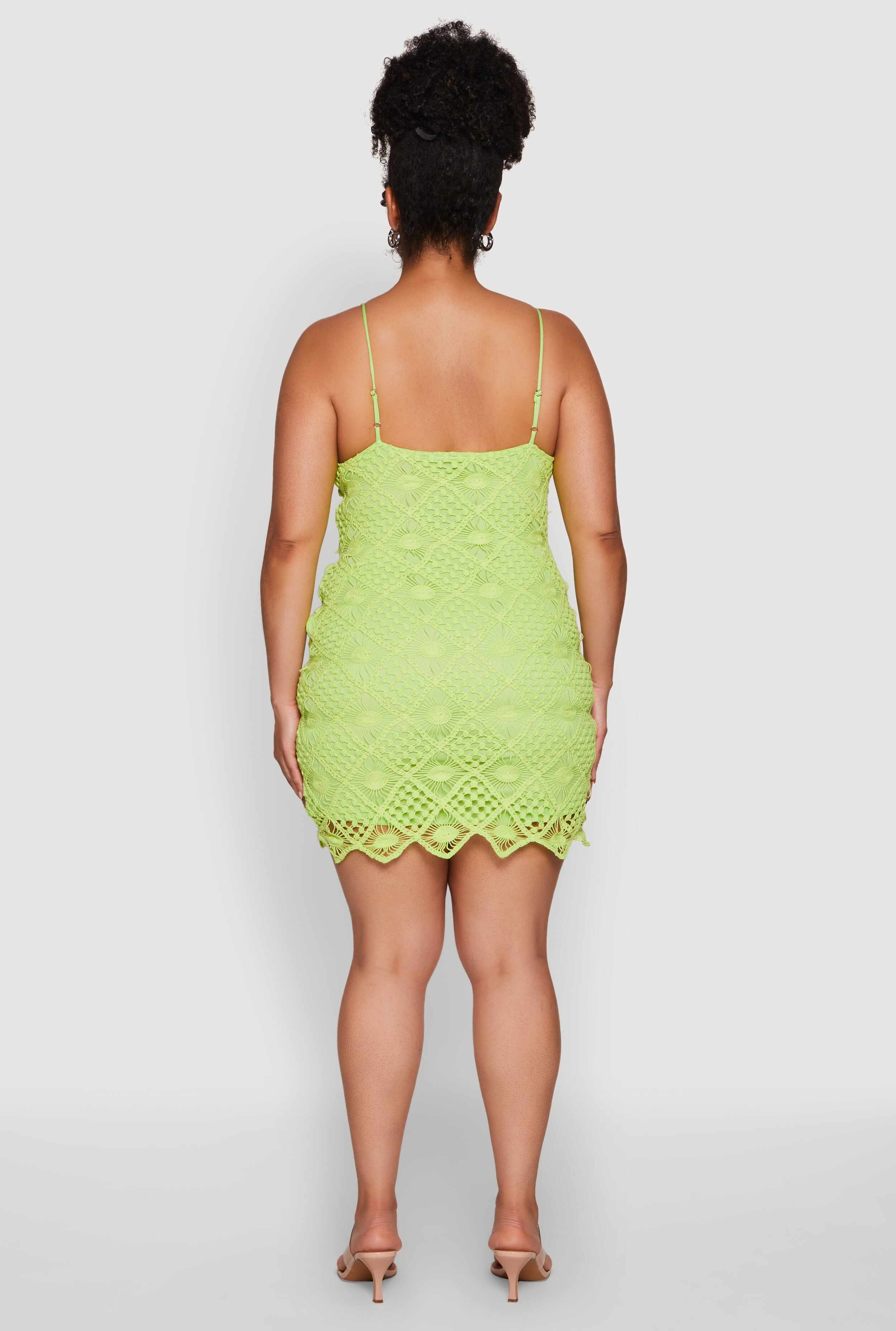 Plus Size Chic Crochet Scoop Neck Cami Dress