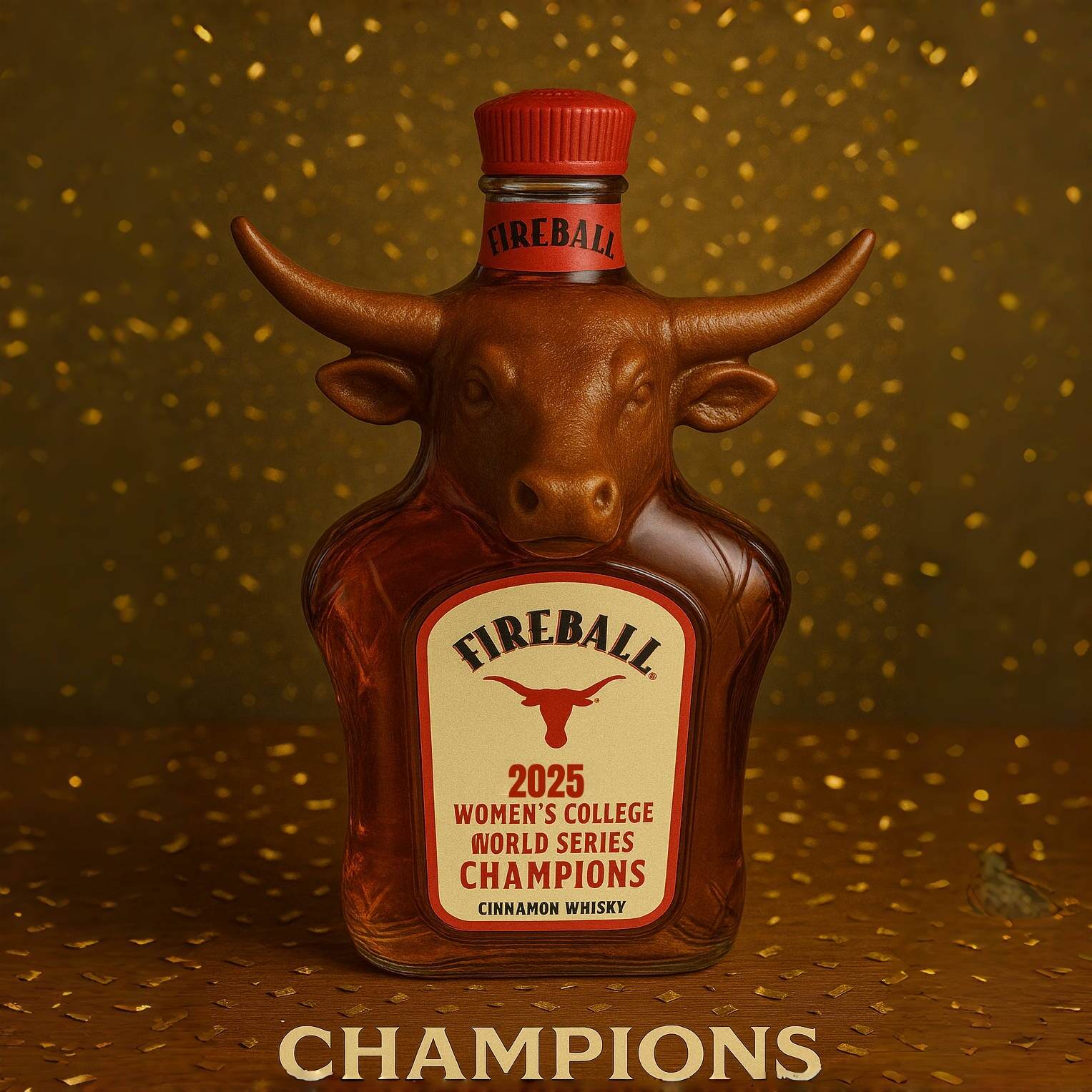 Texas Longhorns WCWS Champion Whiskey Bottle