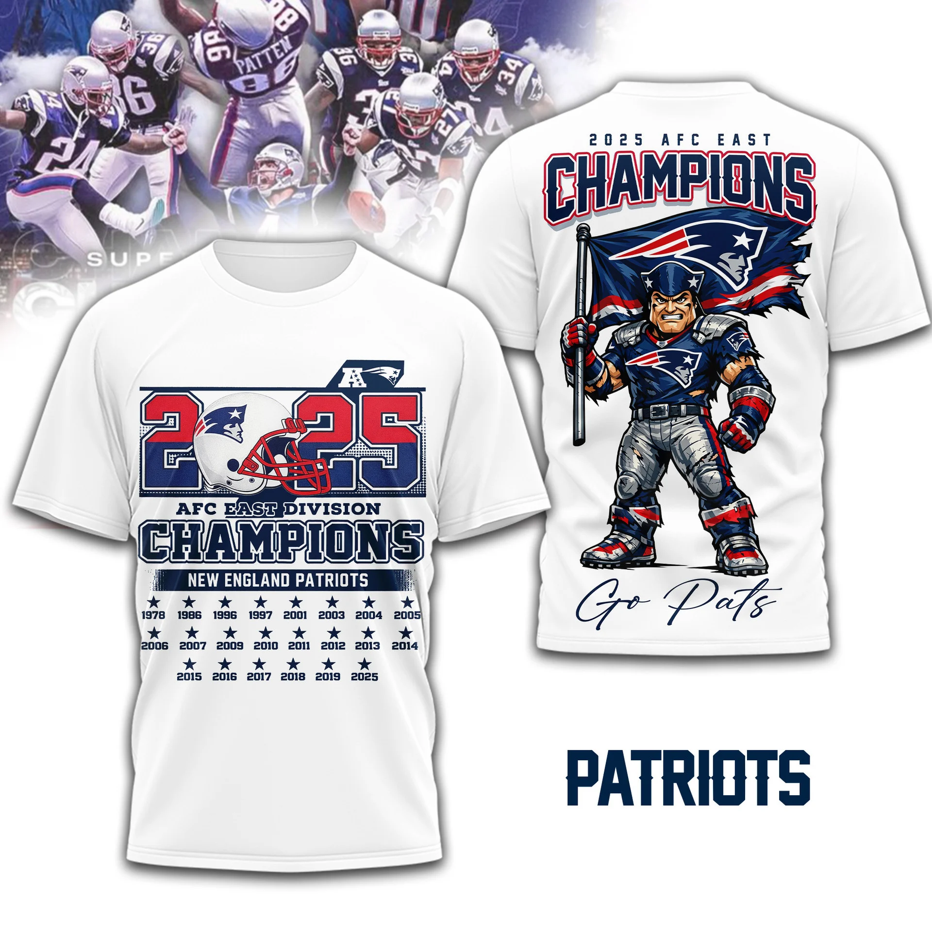 New England Patriots | Premium NFL 2025 AFC East Champions 3D Shirt TD