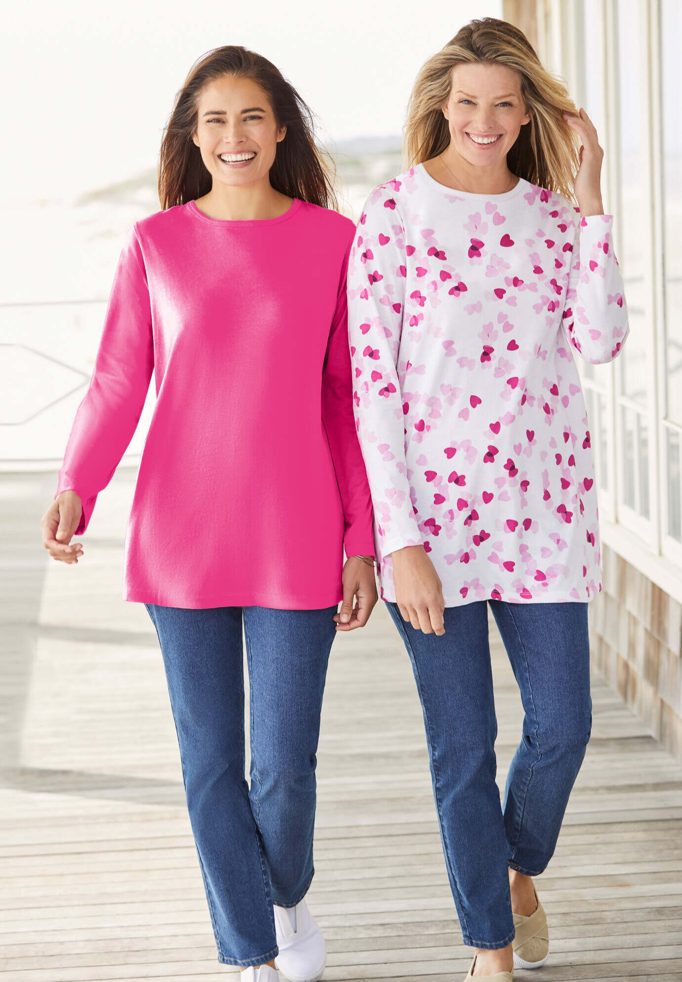 Perfect Printed Long-Sleeve Crewneck Tee