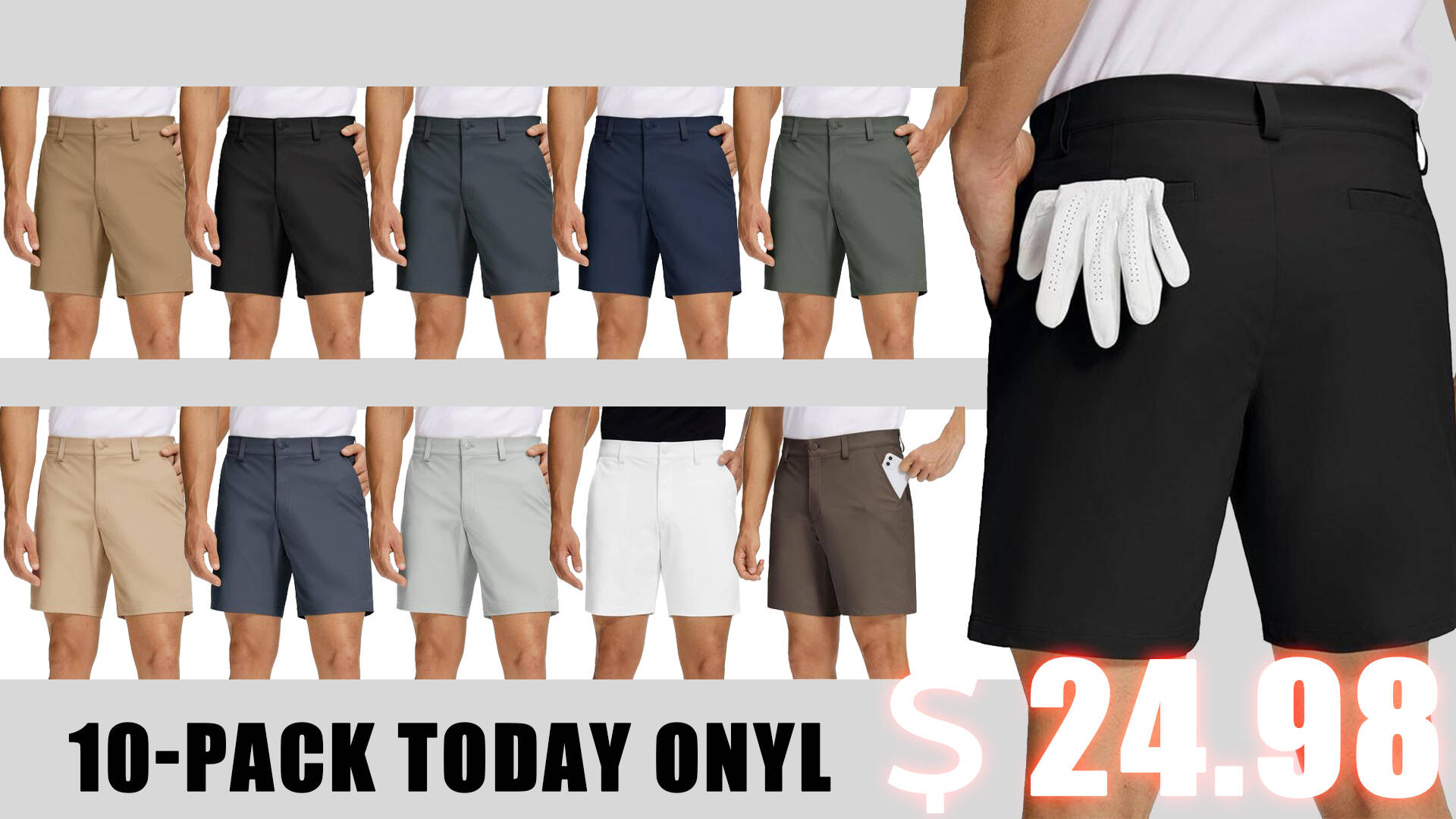 🎁Men's Golf Shorts Stretch Work Dress Shorts Quick Dry Athletic Casual Shorts with Pockets