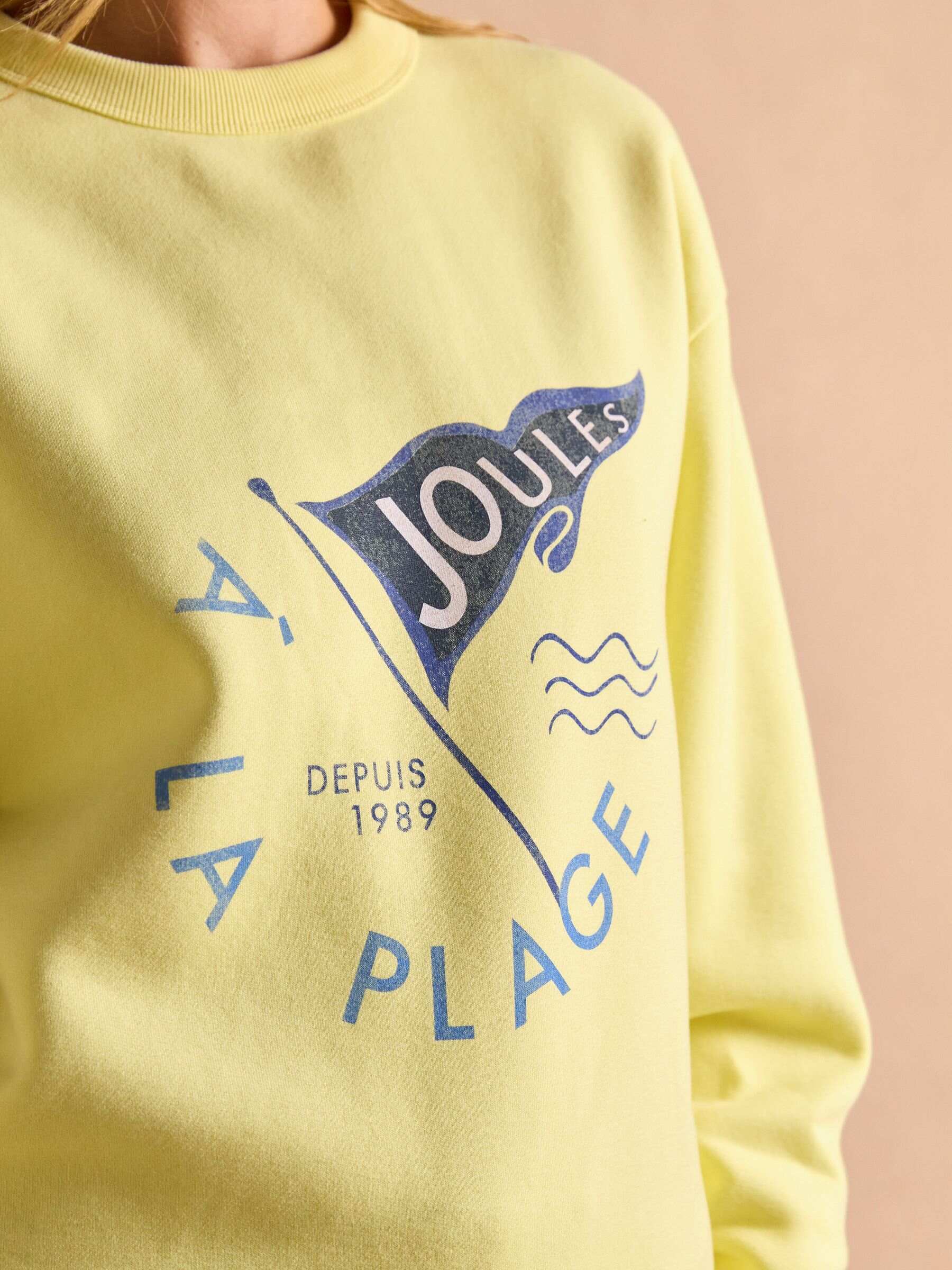 Graphic Yellow Cotton Rich Crew Neck Sweatshirt