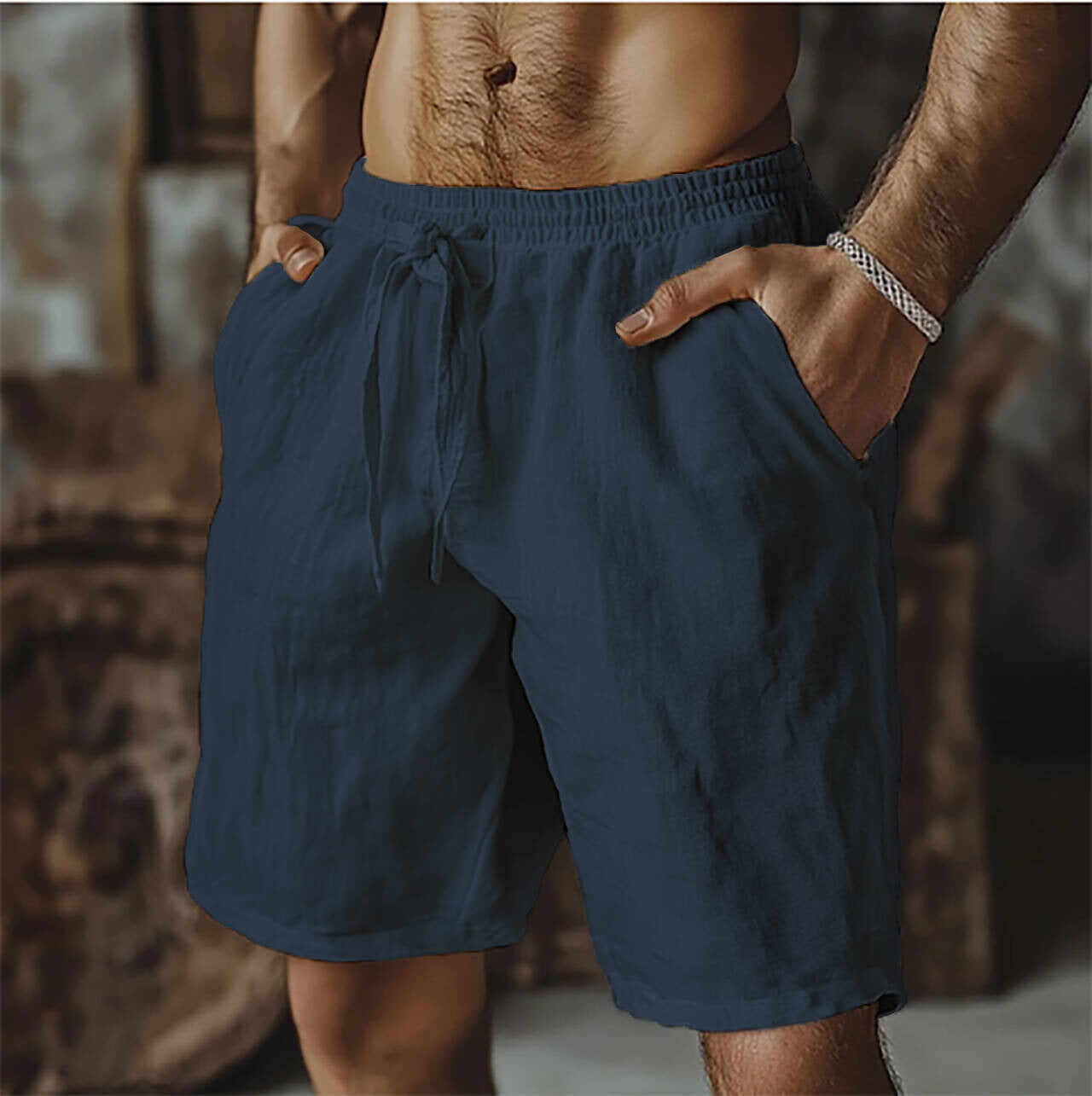 Men's Fashion Solid Color Casual Beach Shorts