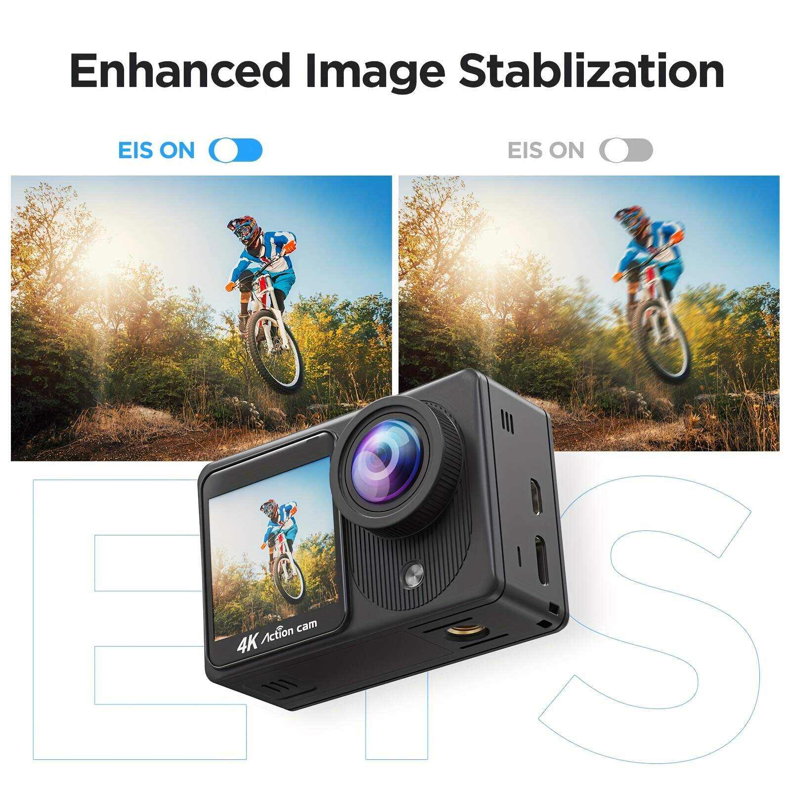 Yolansin 4K Action Camera Touch Screen - Dual Screen Ultra HD EIS WiFi Sports Camera, 1574.8inchUnderwater Camera 170° Wide Angle Video Camera 20MP Waterproof Helmet Camera With Remote Control And 2 Batteries