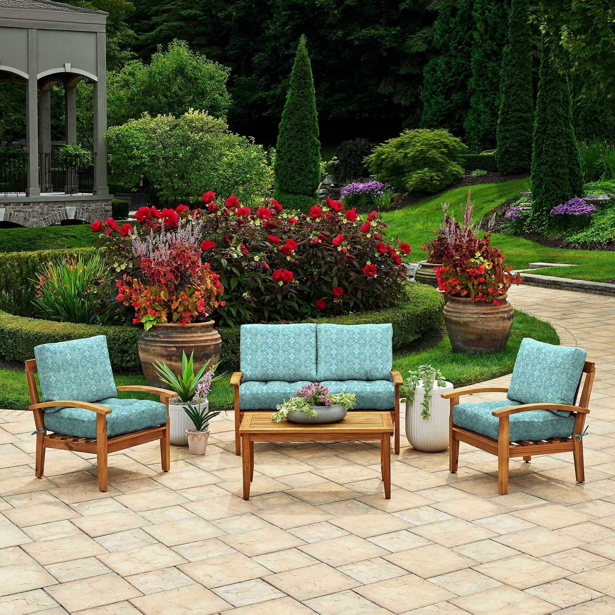 ARDEN Outdoor Plush Modern Tufted Blowfill Deep Seat Set, 24 x 24