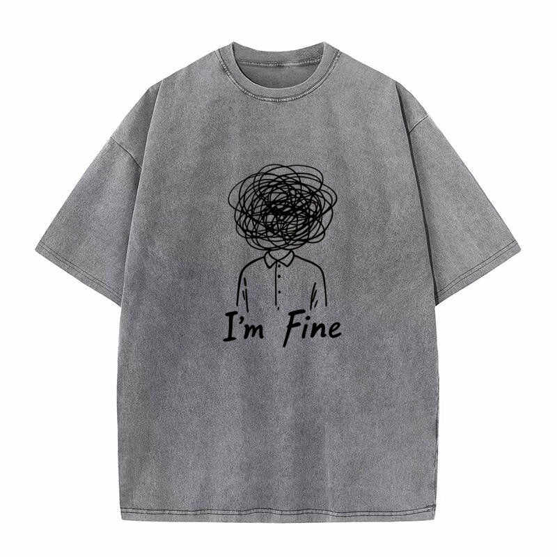 Pure Cotton Retro Washed Sports Shopping Home Leisure Short Sleeve
