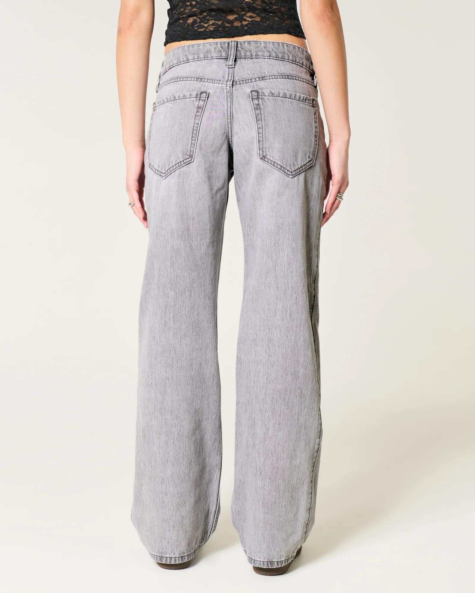 Low-Rise Dark Wash Baggy Jeans
