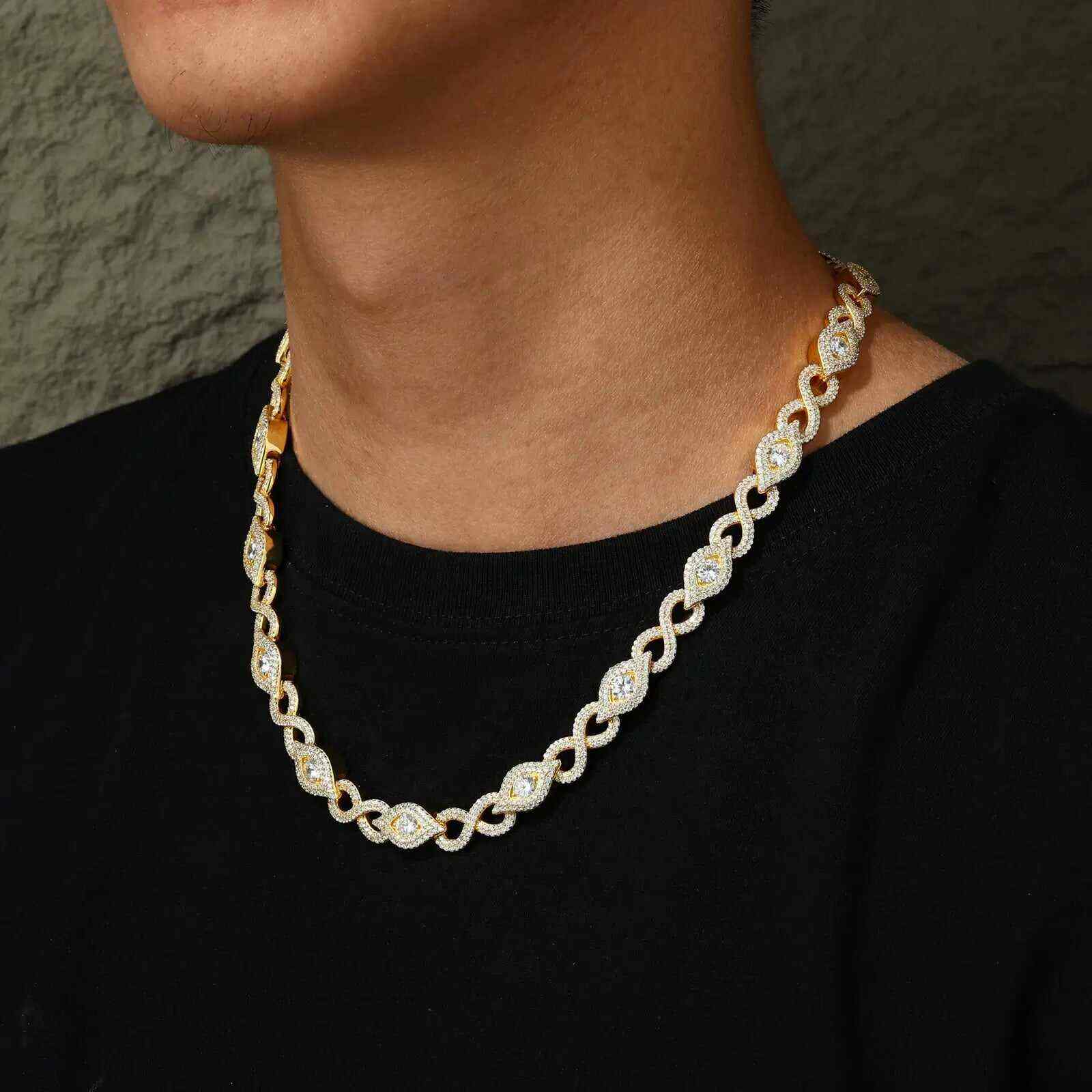 TestTest 10mm S925 Moissanite Infinity Evil Eye Link Chain