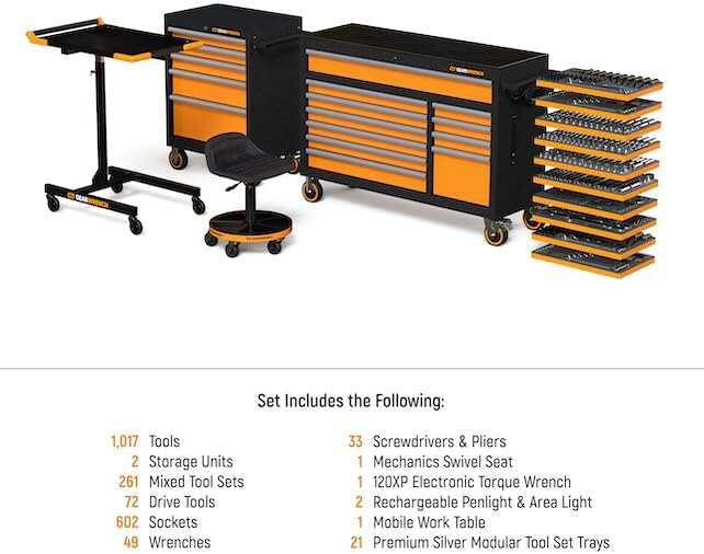 GEARWRENCH 1268 Piece Master Mechanics Tool Set in Premium Modular Foam Trays with GSX Mobile Tool Storage | MEGAMOD1268