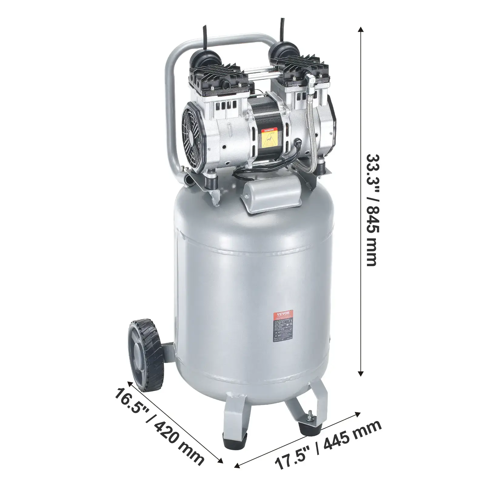 13 Gallon Air Compressor,, 2HP 4.6 SCFM@90PSI Oil Free Air Compressor Tank, 66dB Ultra-Quiet Compressor for Tire Inflation, Auto Repair, Woodwork Nailing, Spray Painting (125PSI Max Pressure)