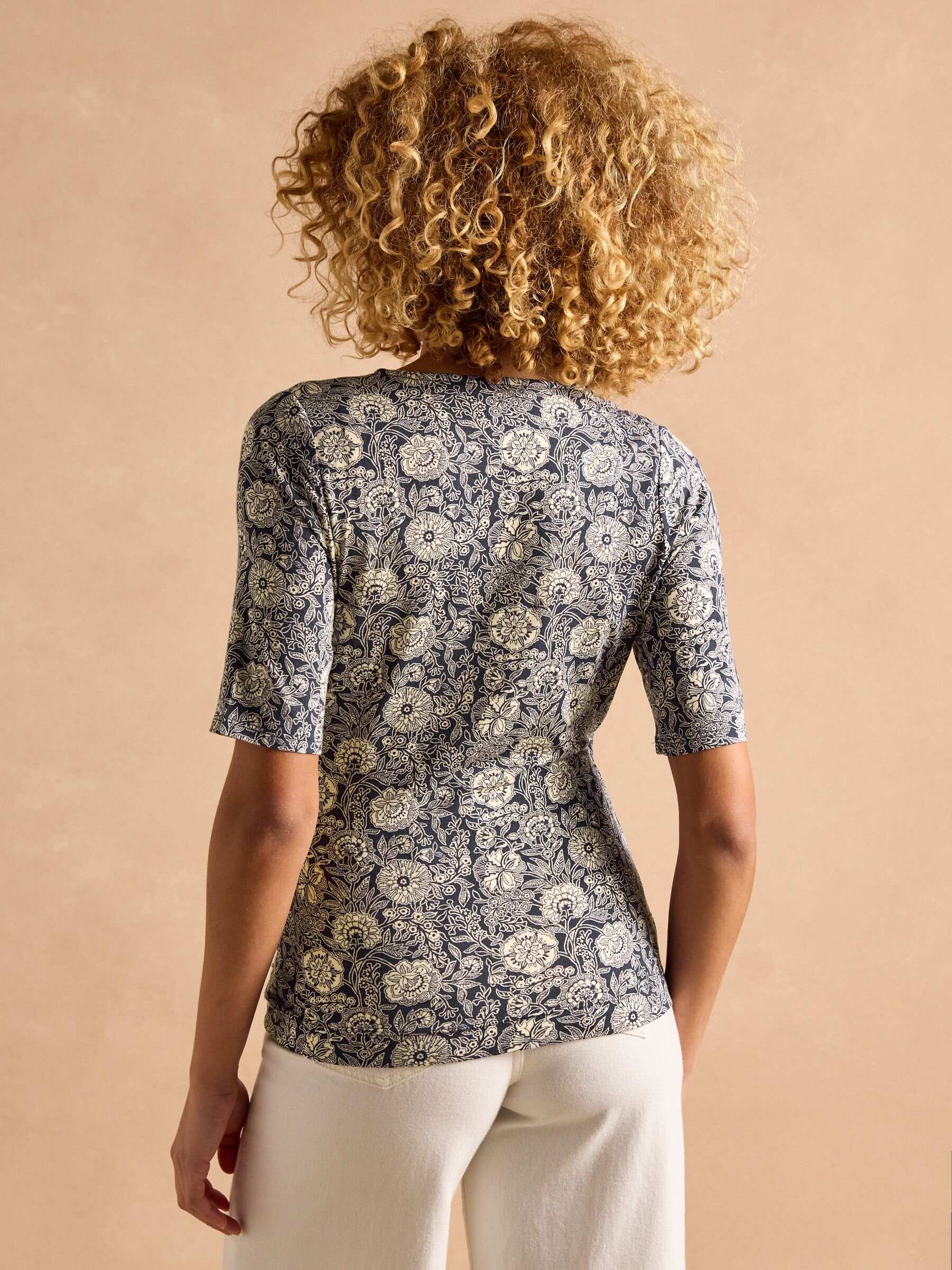 Nia Blue Wrap Front Jersey Top