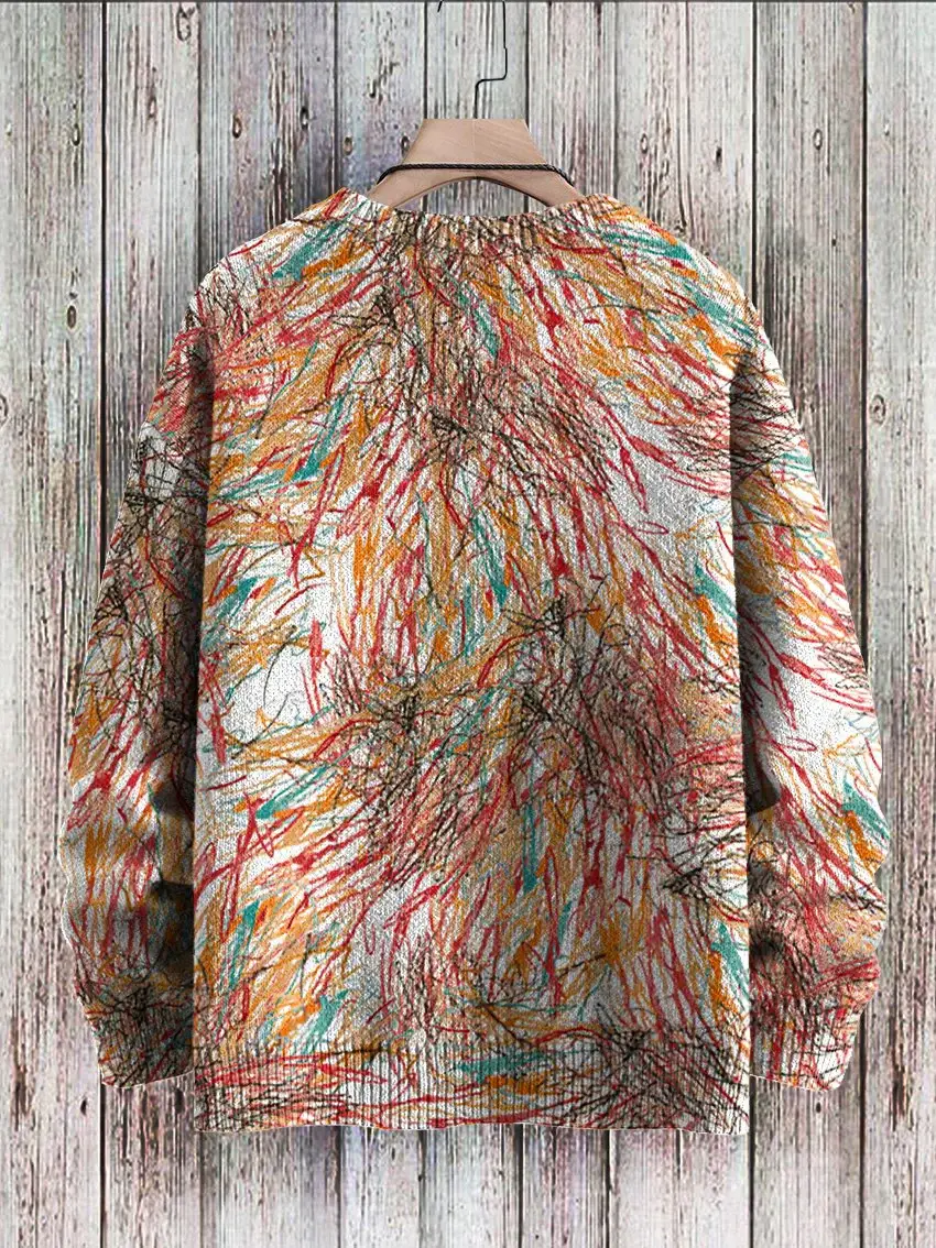 Broken Crayons Still Color Print Casual Knit Pullover Sweater