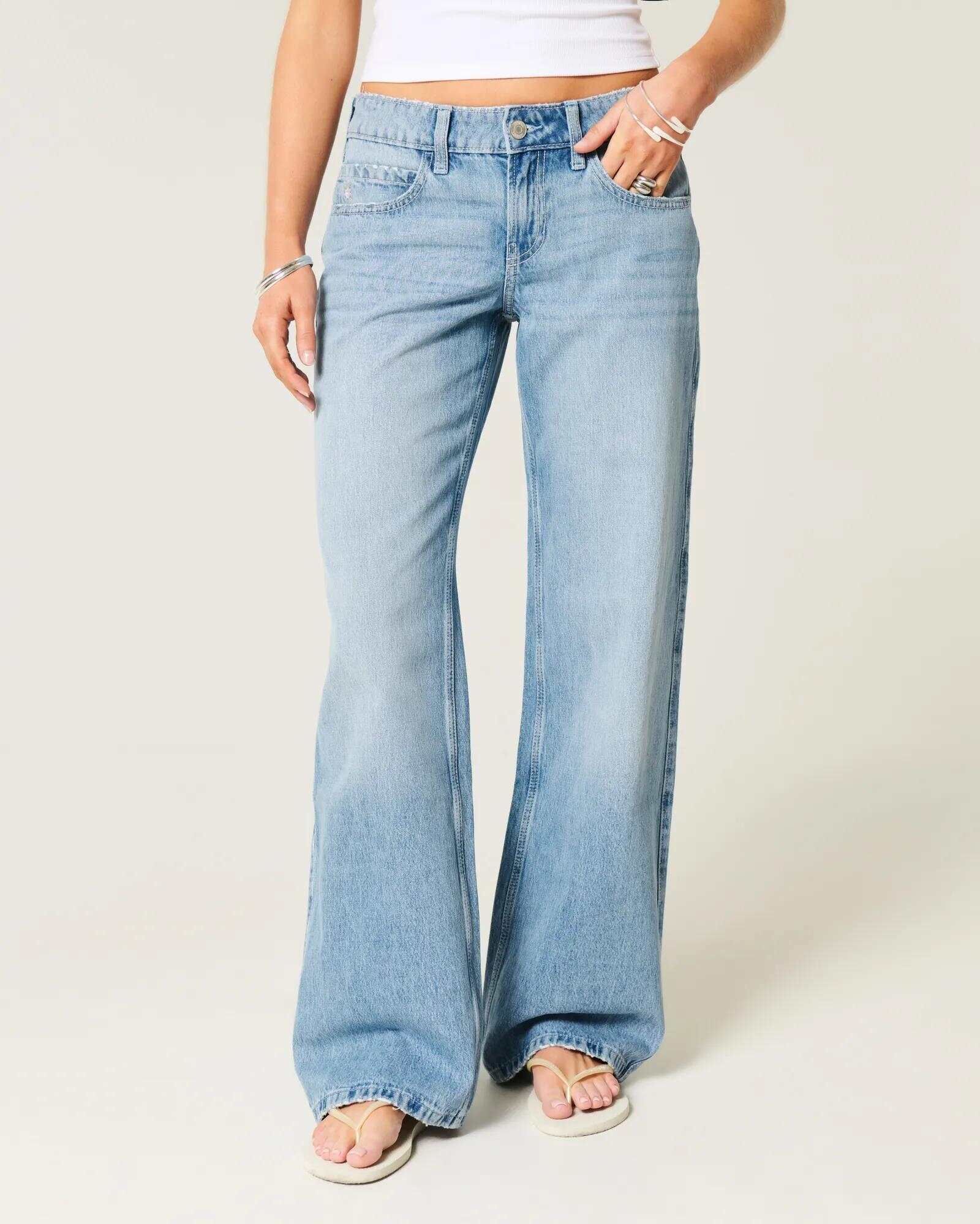 Low-Rise Dark Wash Baggy Jeans