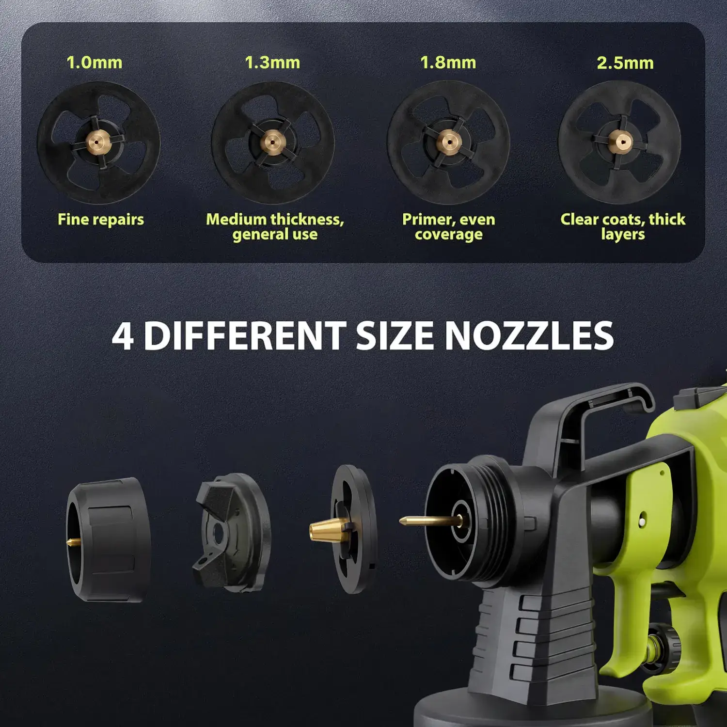 【FathersDayGift】Paint Sprayer,Equipped with a 1200ml Large-Capacity Spray Gun and Cleaning Accessories, Adjustable Flow Control, 4 Nozzles, and 3 Spray Modes. Easy to Clean and Suitable for Painting Furniture, Fences, Walls, Doors, Windows. fathersd