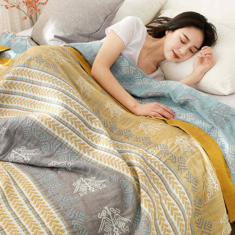 Cotton Wheat Ear Print Reversible Quilt