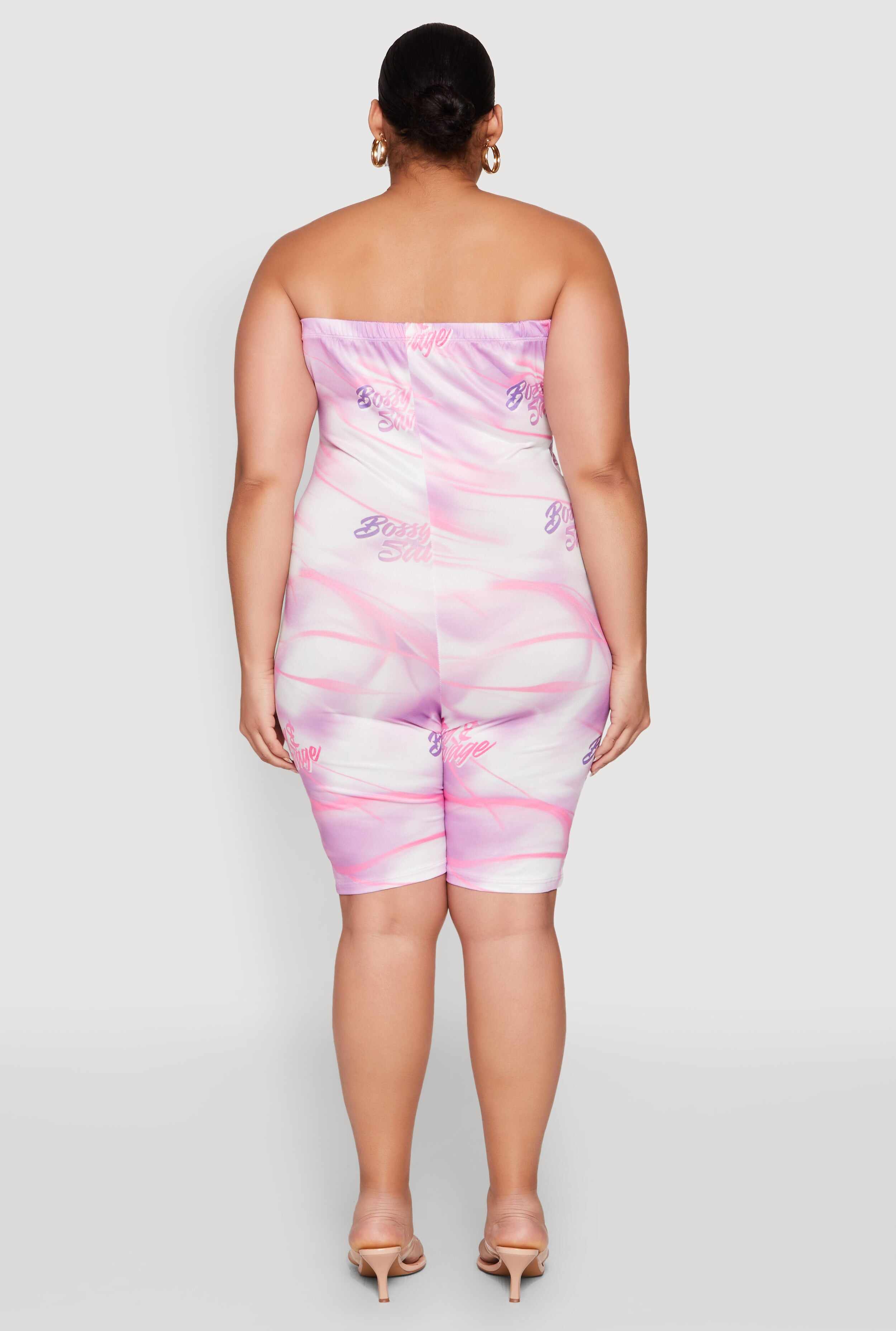 Plus Size Bossy and Savage Graphic Tube Romper