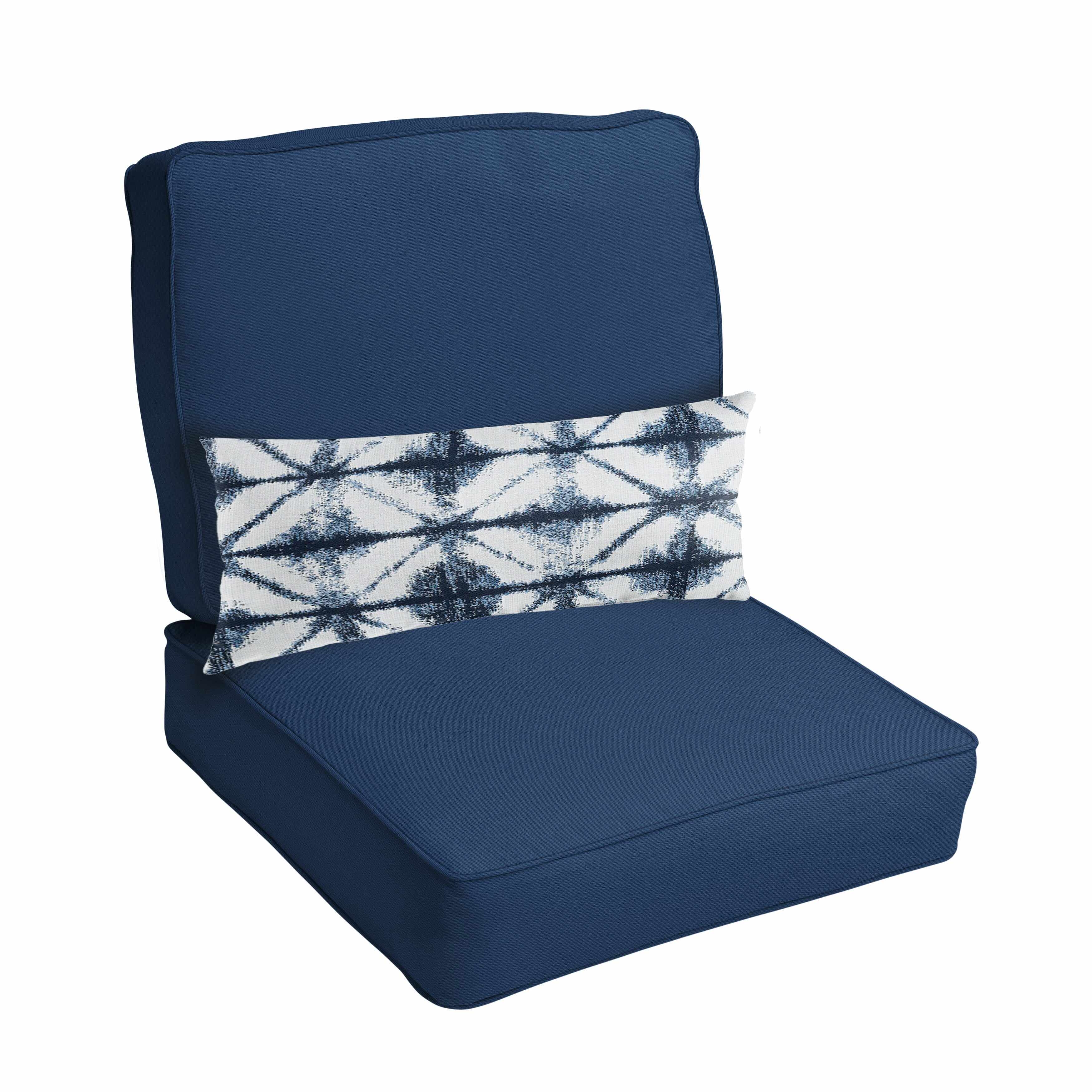 Sorra Home Oakley Sunbrella Solid Indoor/ Outdoor Corded Chair Cushion Set and Lumbar Pillow