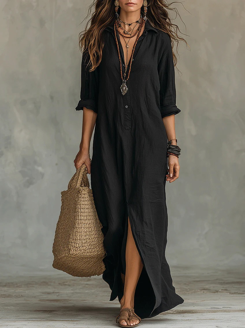 🔥Summer Arrivals🌟Casual Solid-color Linen-cotton Dress