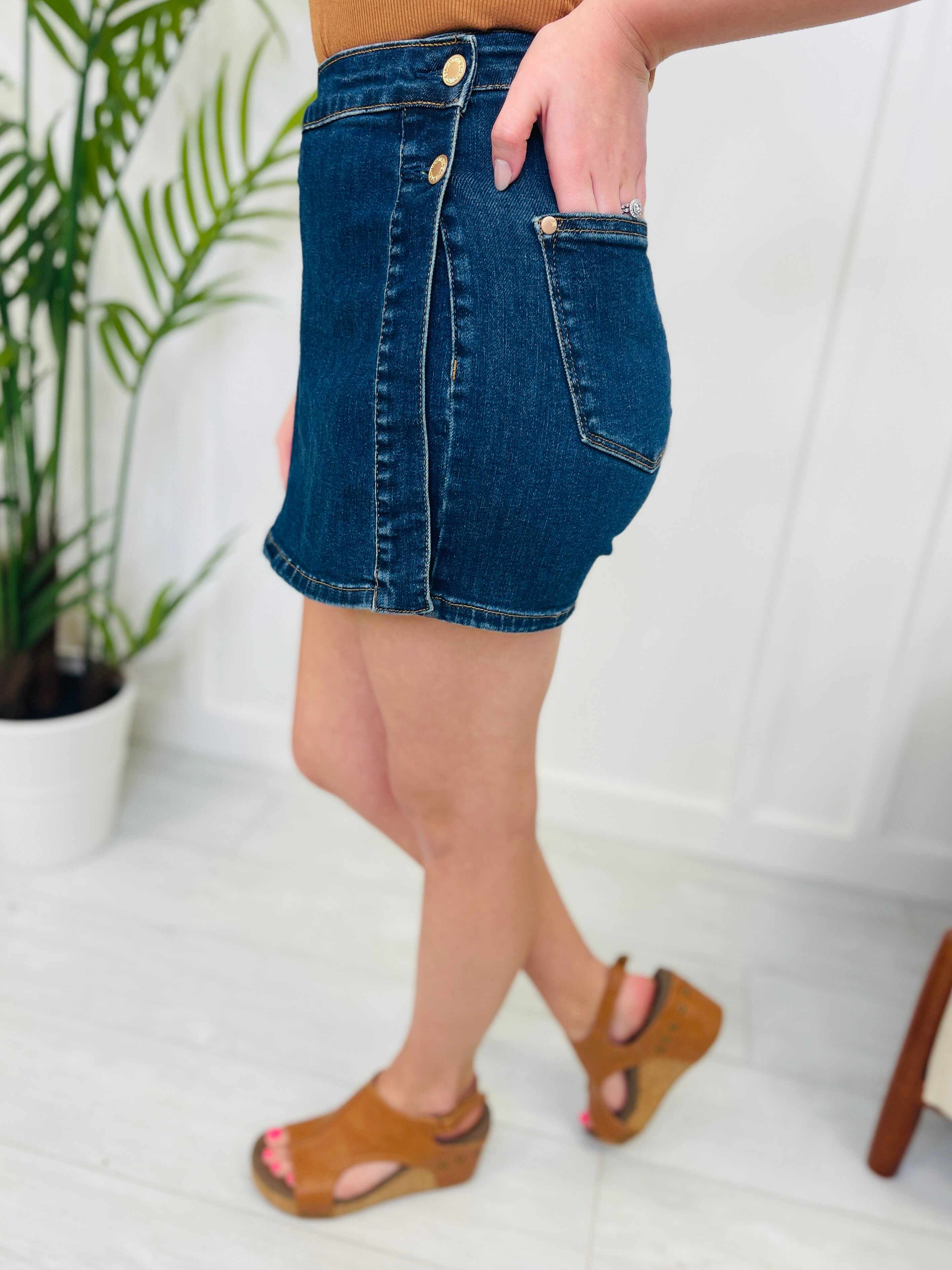 PLUS/REG Clean Slate Denim Skort