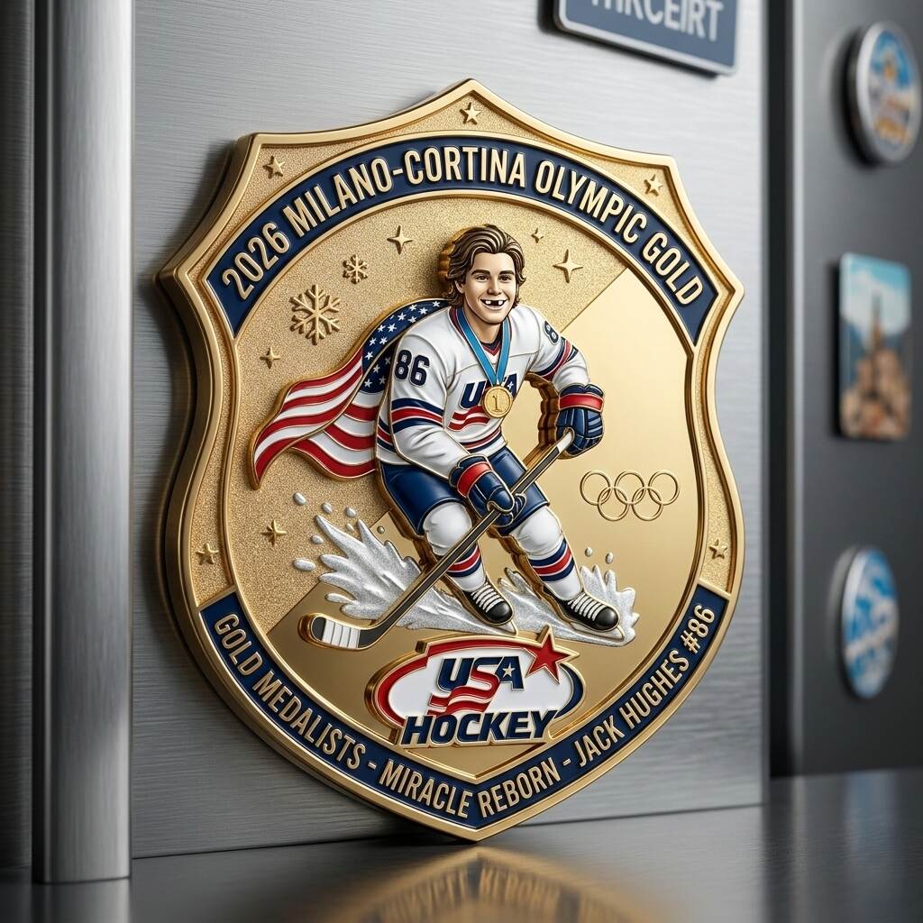Jack Hughes – 2026 Milano-Cortina Olympic Gold Commemorative Fridge Magnet